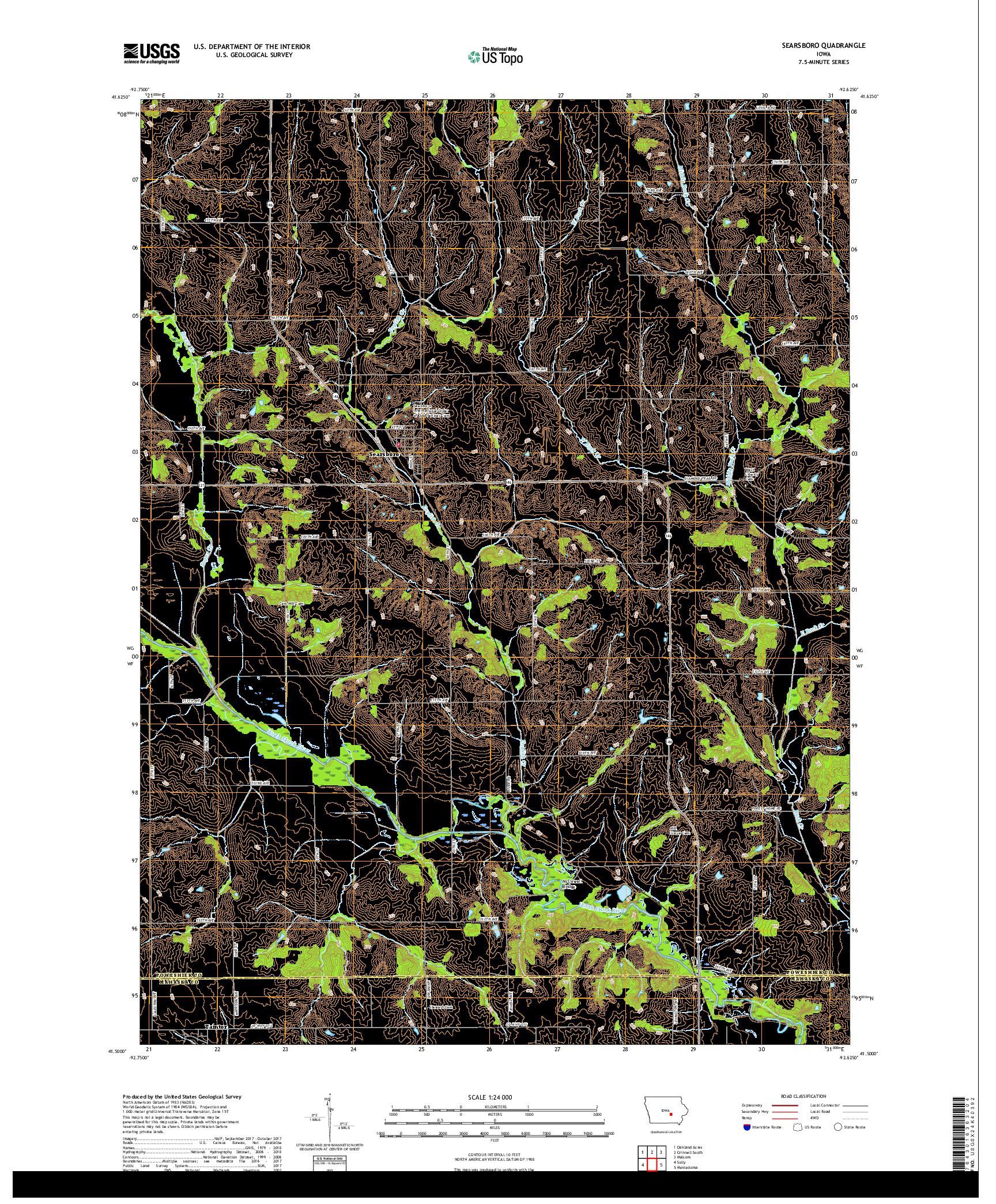 USGS US TOPO 7.5-MINUTE MAP FOR SEARSBORO, IA 2018