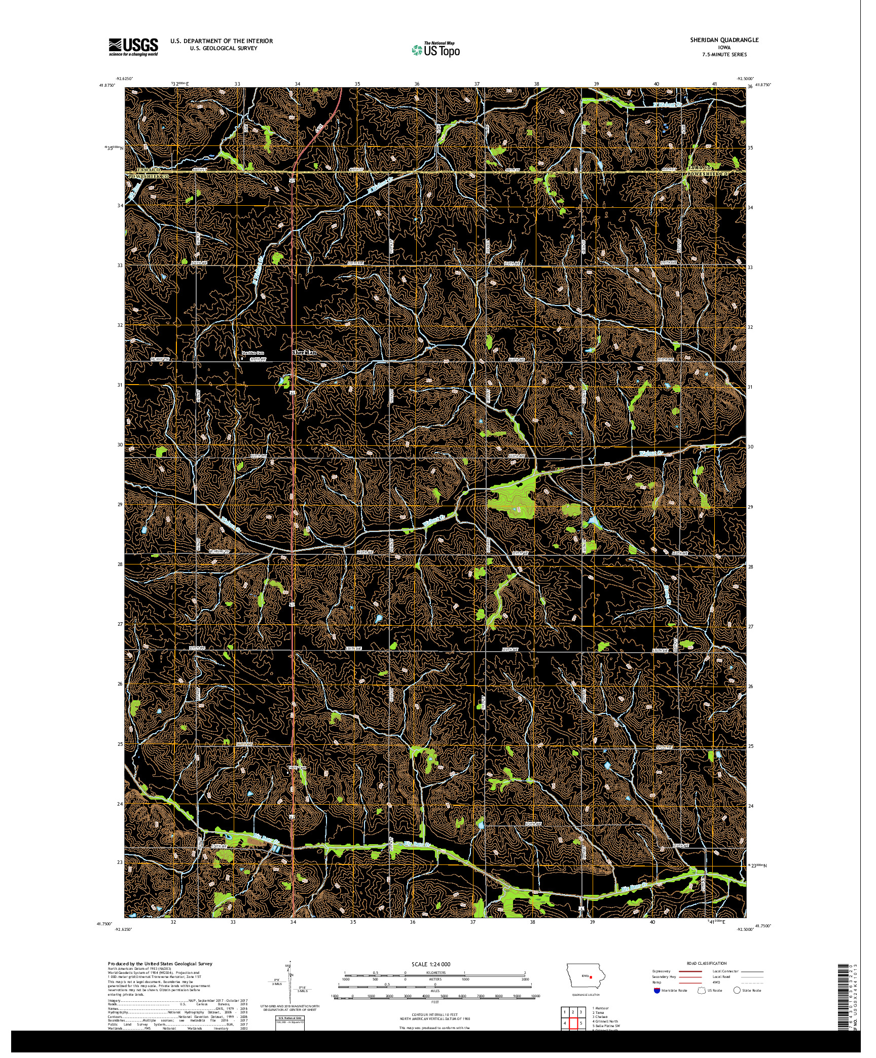 USGS US TOPO 7.5-MINUTE MAP FOR SHERIDAN, IA 2018