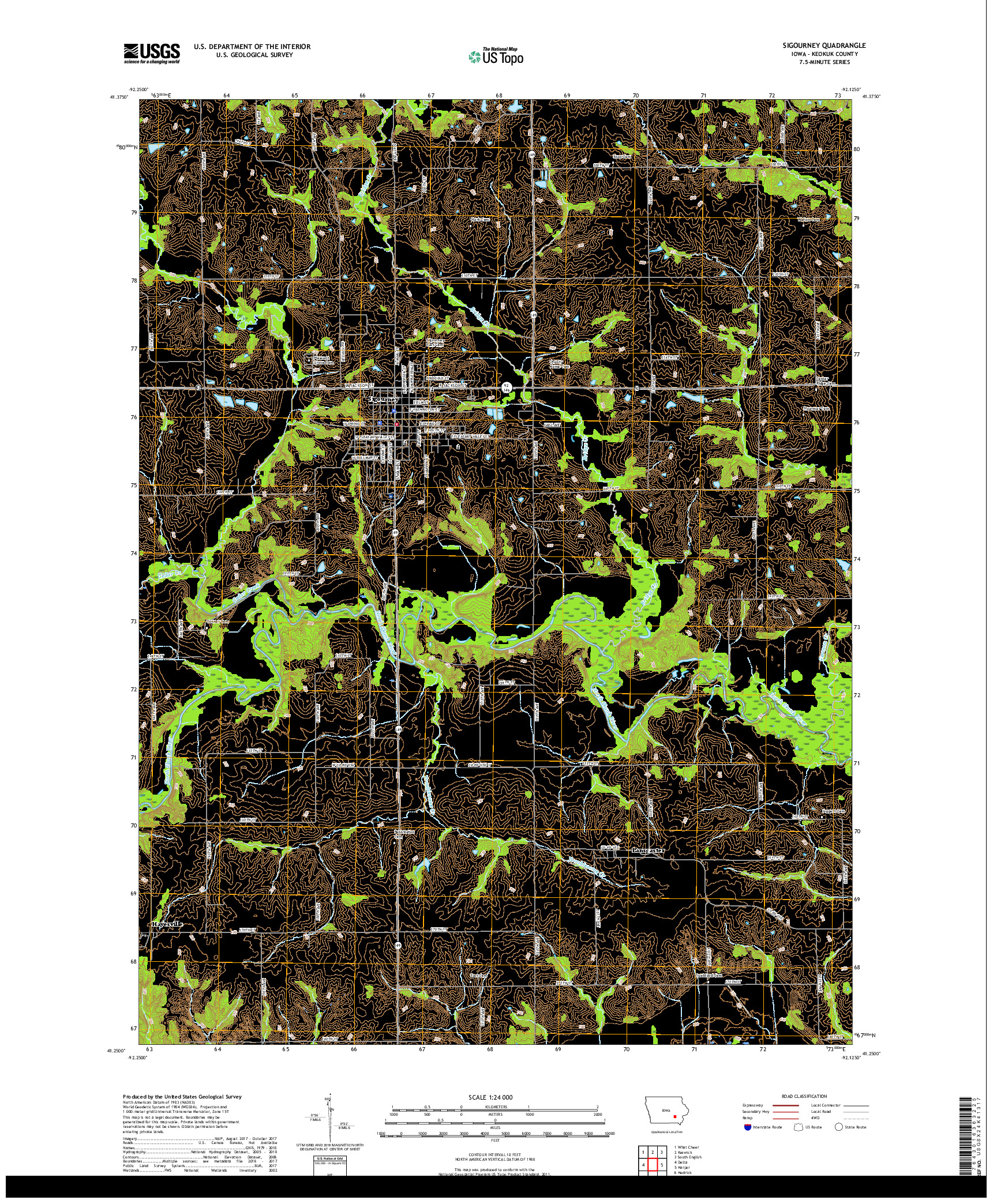 USGS US TOPO 7.5-MINUTE MAP FOR SIGOURNEY, IA 2018