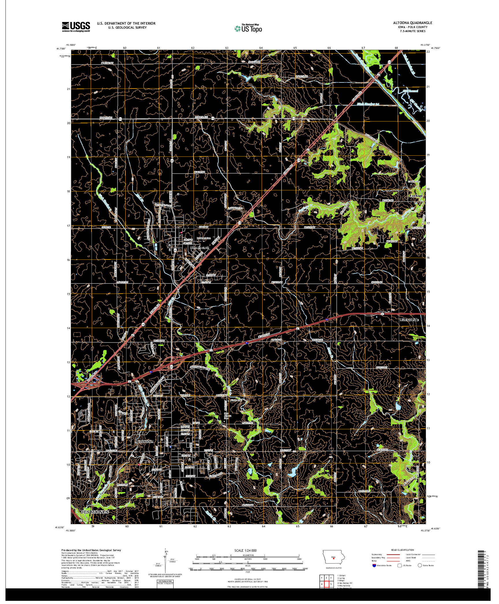 USGS US TOPO 7.5-MINUTE MAP FOR ALTOONA, IA 2018