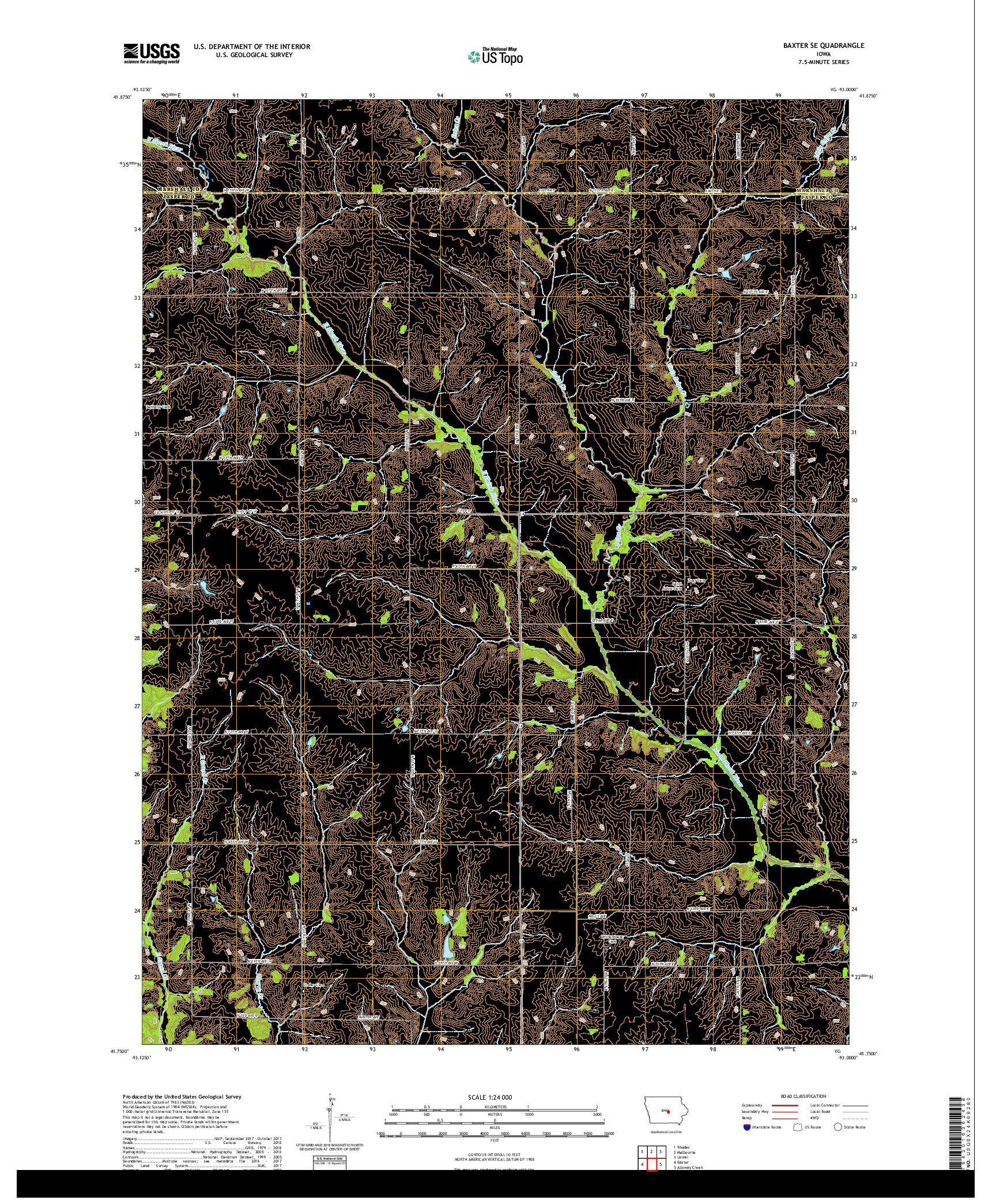 USGS US TOPO 7.5-MINUTE MAP FOR BAXTER SE, IA 2018
