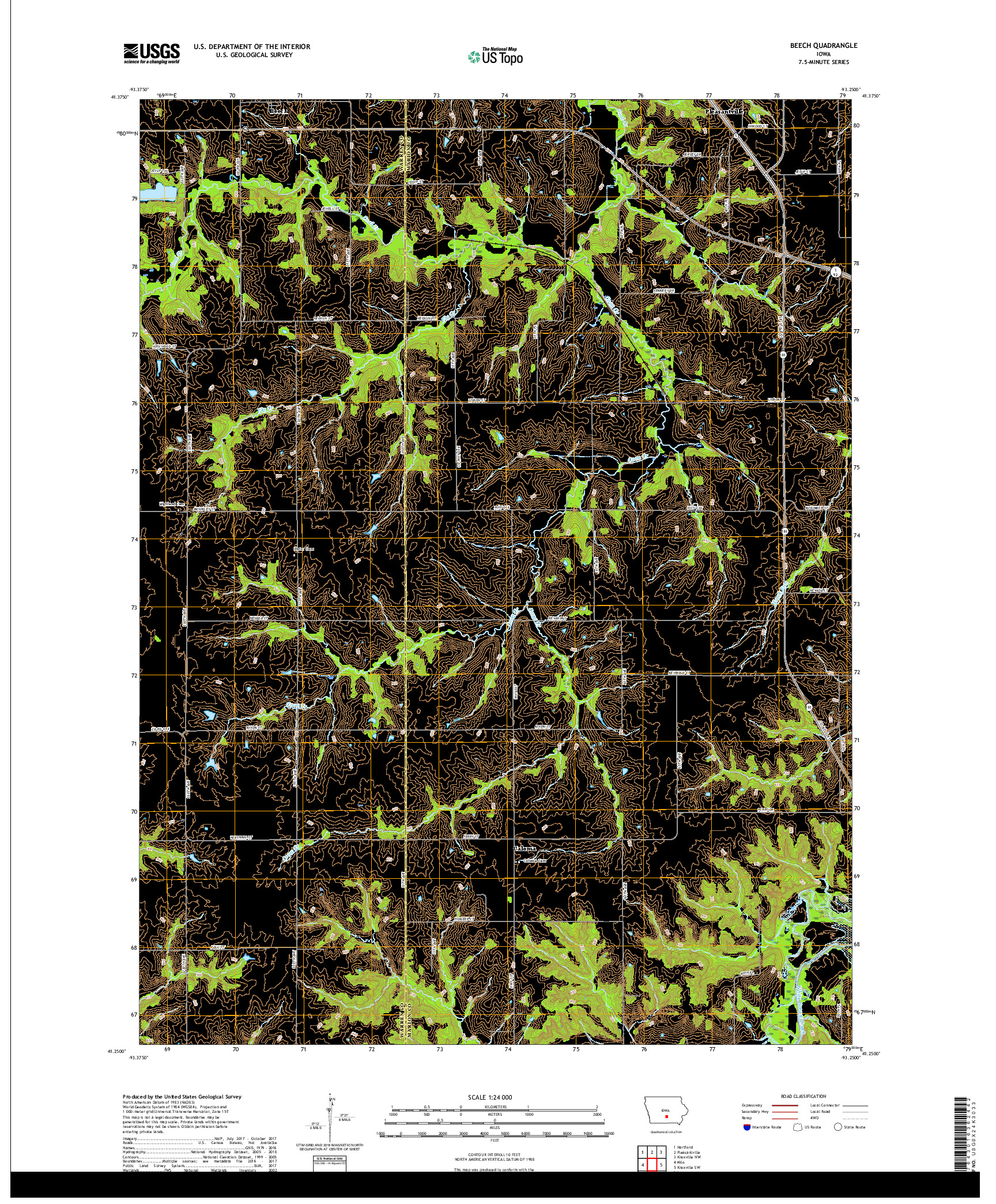 USGS US TOPO 7.5-MINUTE MAP FOR BEECH, IA 2018