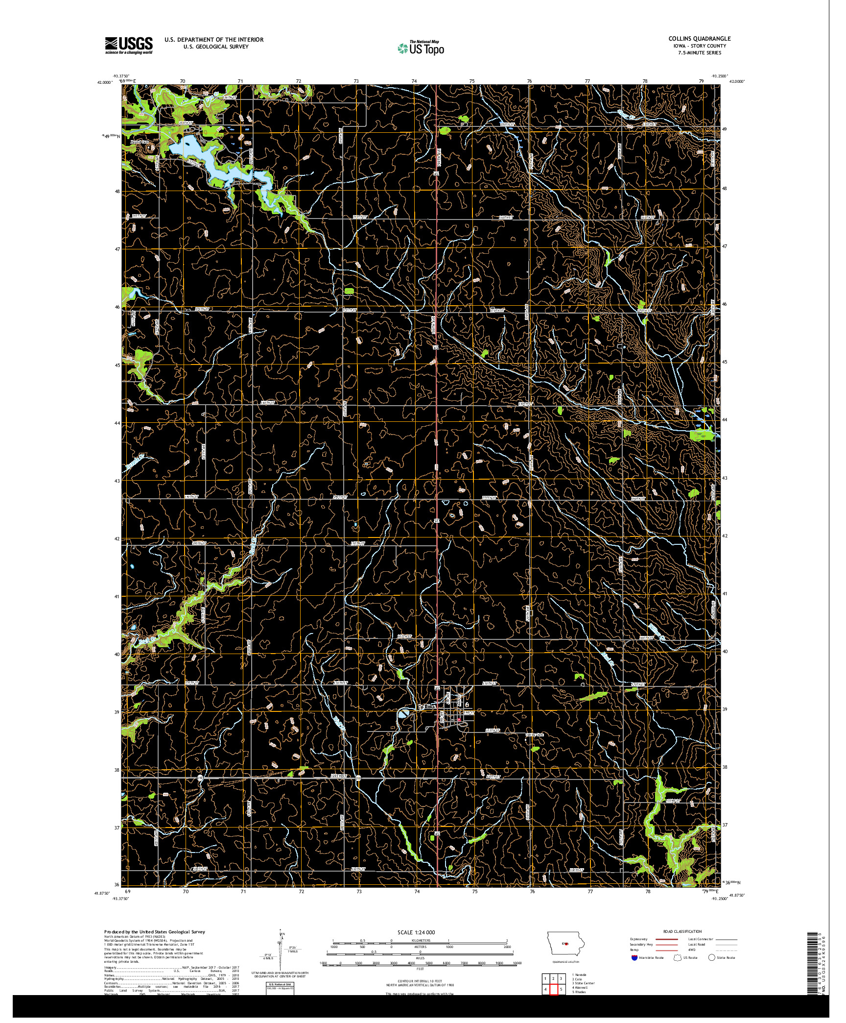 USGS US TOPO 7.5-MINUTE MAP FOR COLLINS, IA 2018