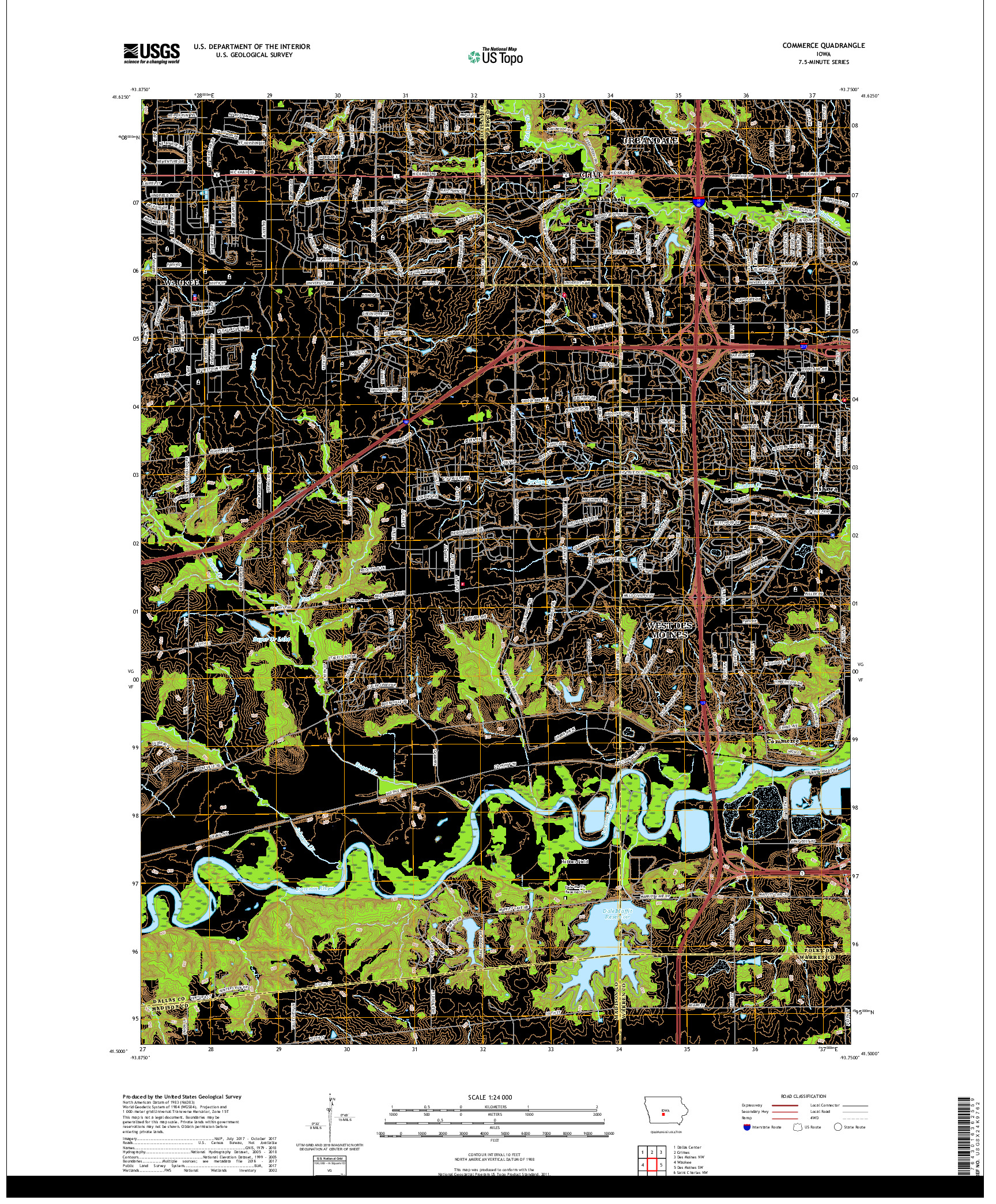 USGS US TOPO 7.5-MINUTE MAP FOR COMMERCE, IA 2018