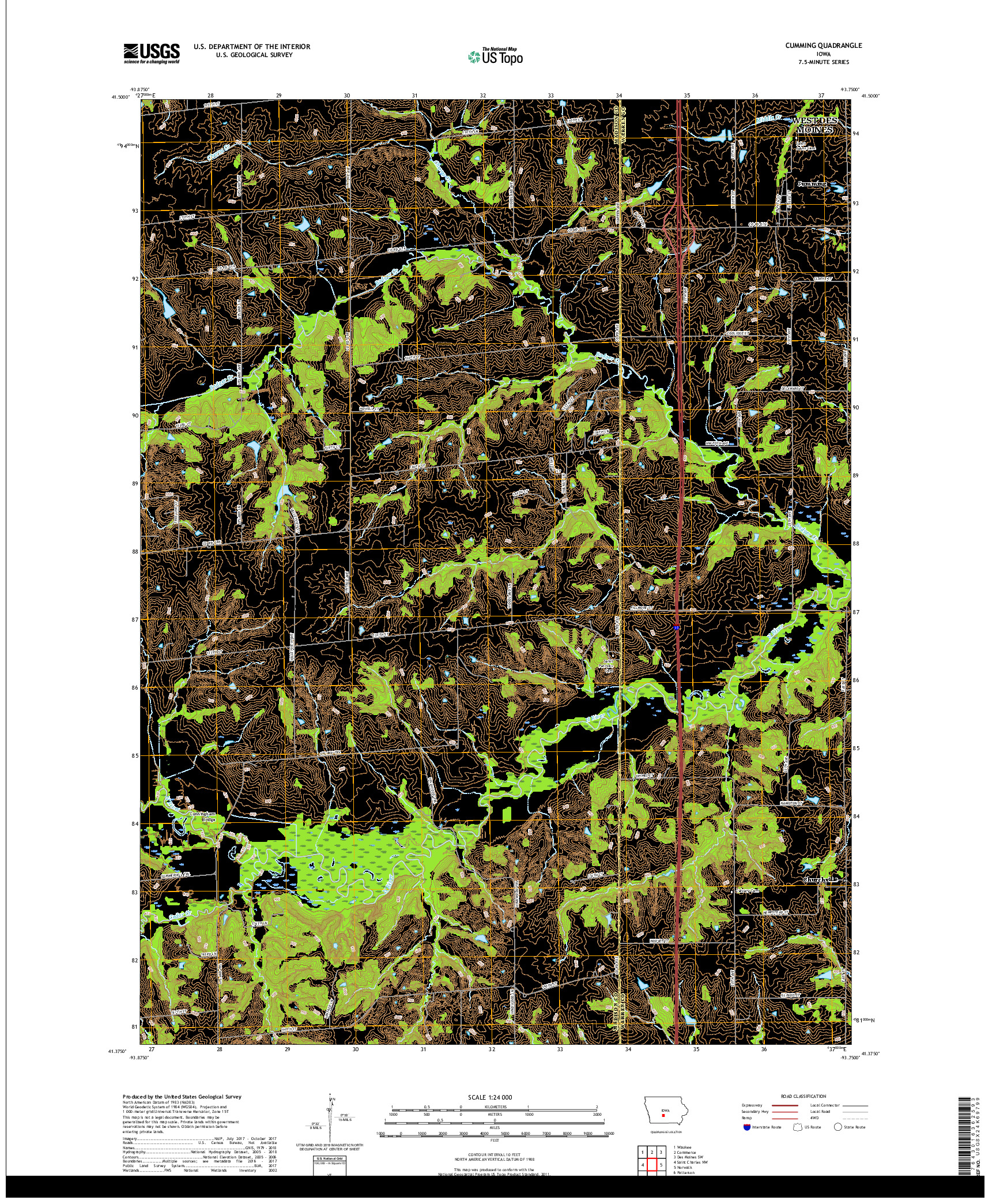 USGS US TOPO 7.5-MINUTE MAP FOR CUMMING, IA 2018