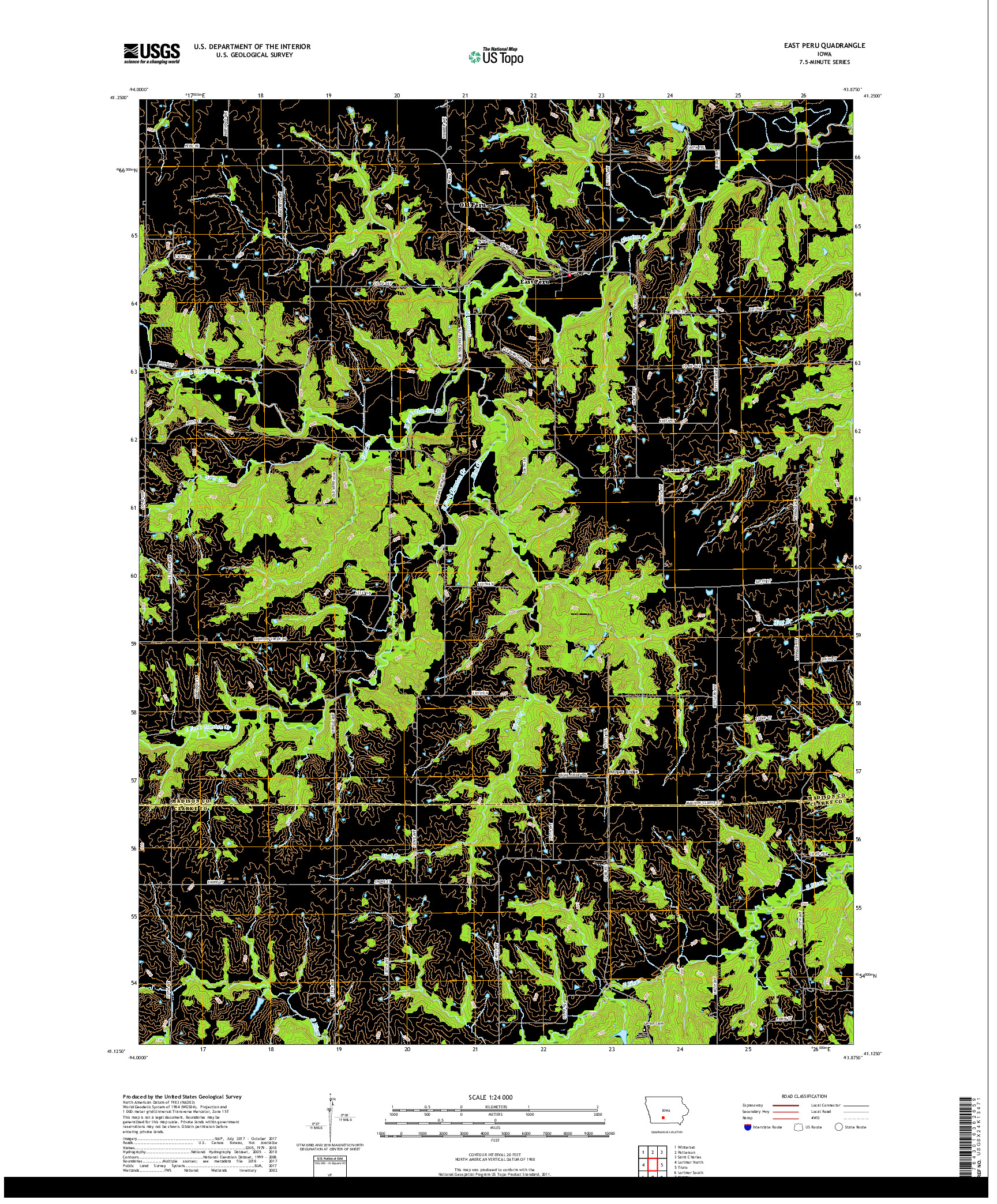 USGS US TOPO 7.5-MINUTE MAP FOR EAST PERU, IA 2018