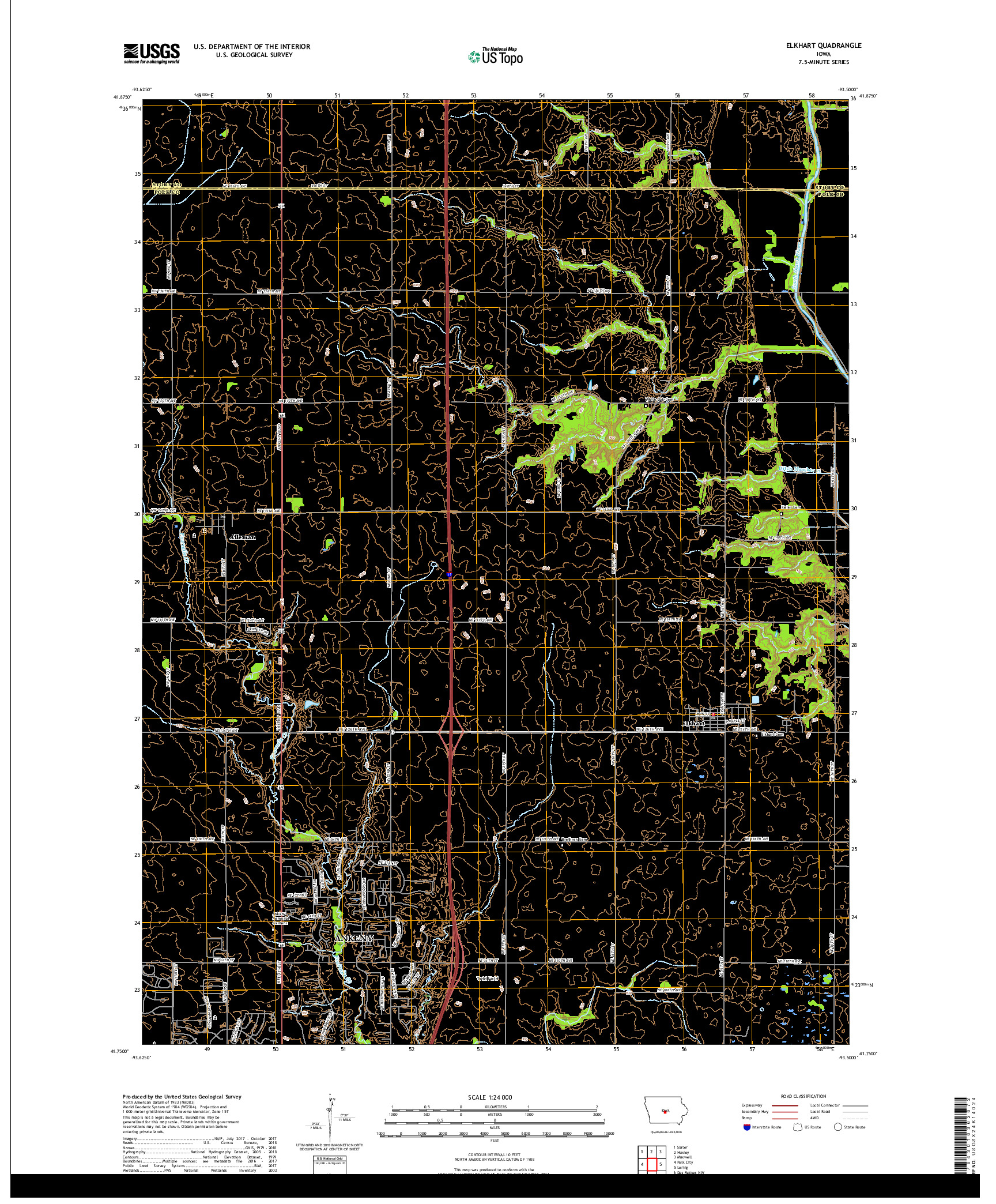 USGS US TOPO 7.5-MINUTE MAP FOR ELKHART, IA 2018