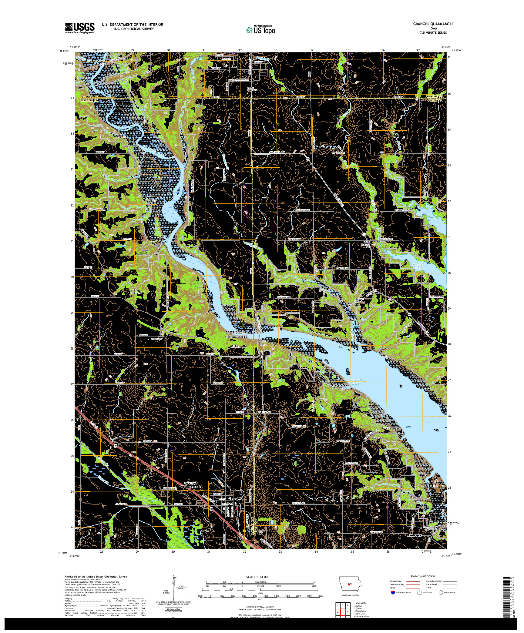 USGS US TOPO 7.5-MINUTE MAP FOR GRANGER, IA 2018