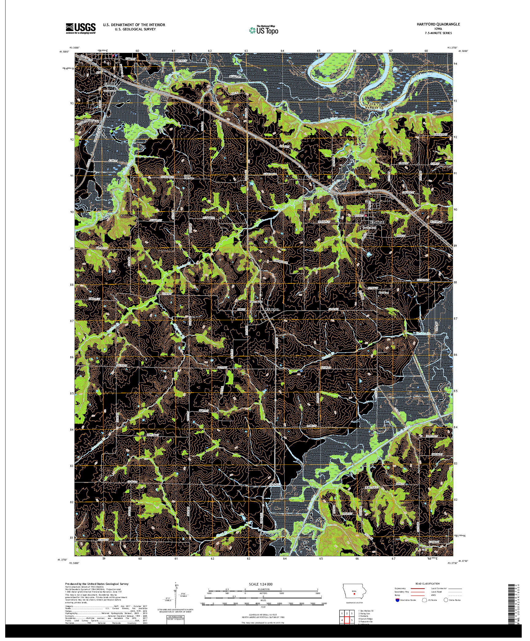 USGS US TOPO 7.5-MINUTE MAP FOR HARTFORD, IA 2018