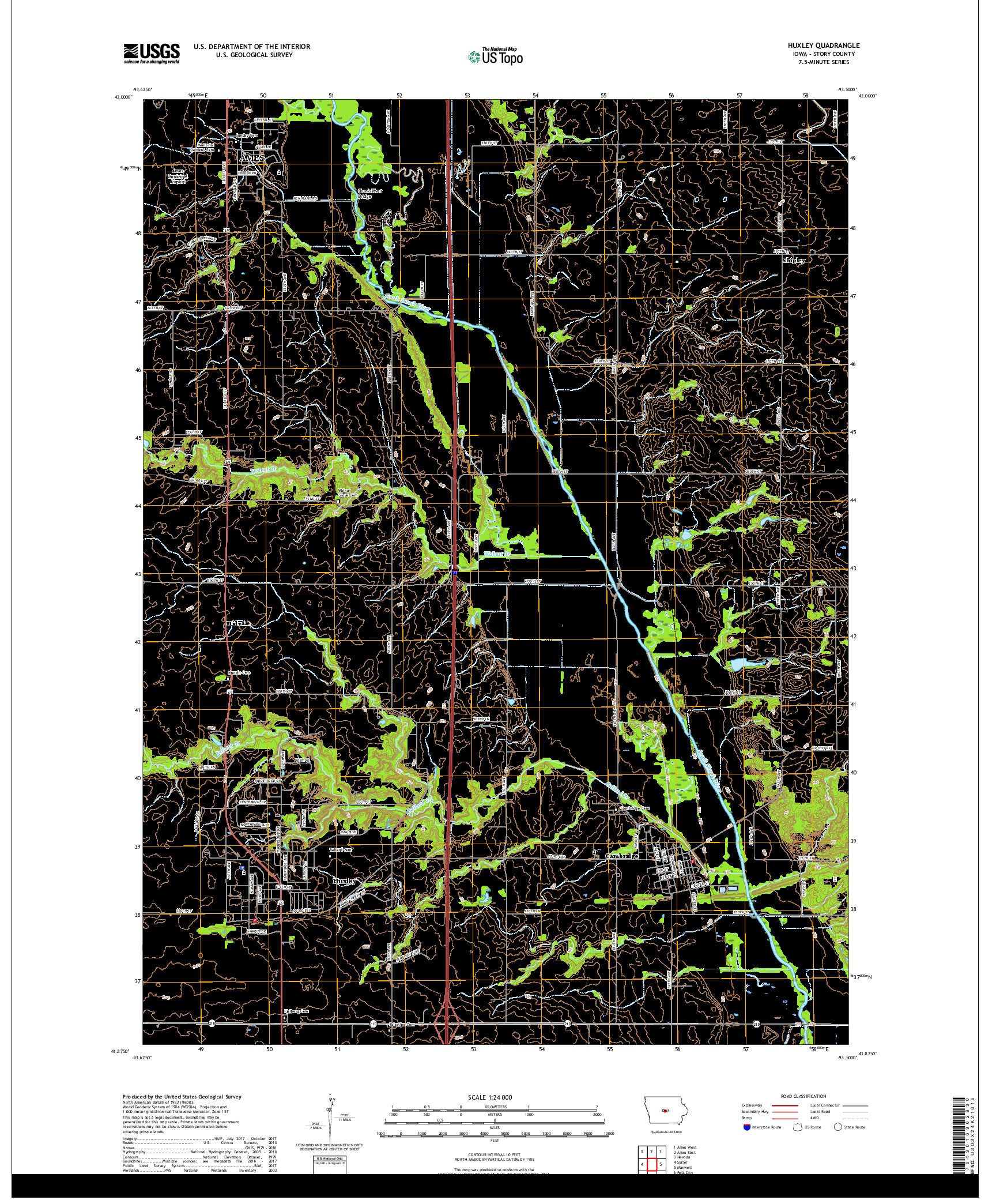 USGS US TOPO 7.5-MINUTE MAP FOR HUXLEY, IA 2018