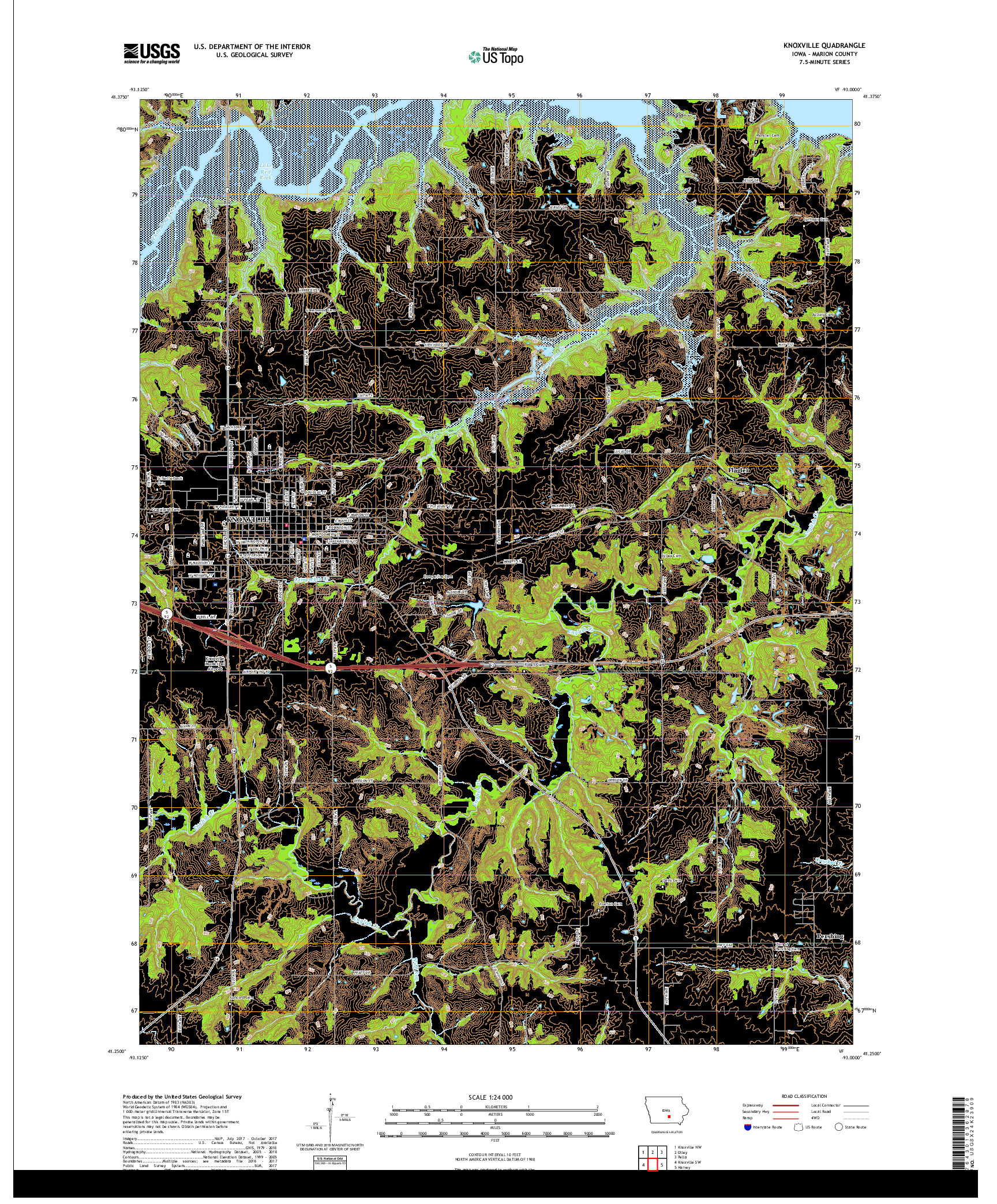 USGS US TOPO 7.5-MINUTE MAP FOR KNOXVILLE, IA 2018