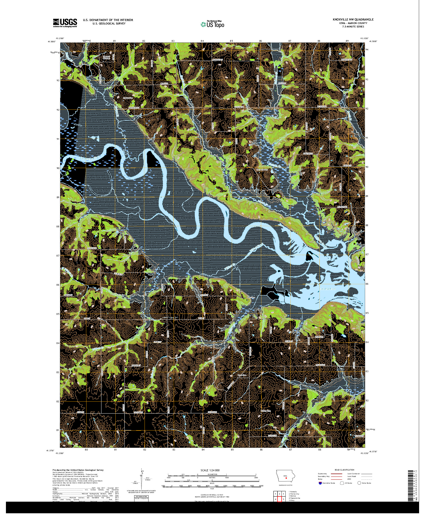 USGS US TOPO 7.5-MINUTE MAP FOR KNOXVILLE NW, IA 2018