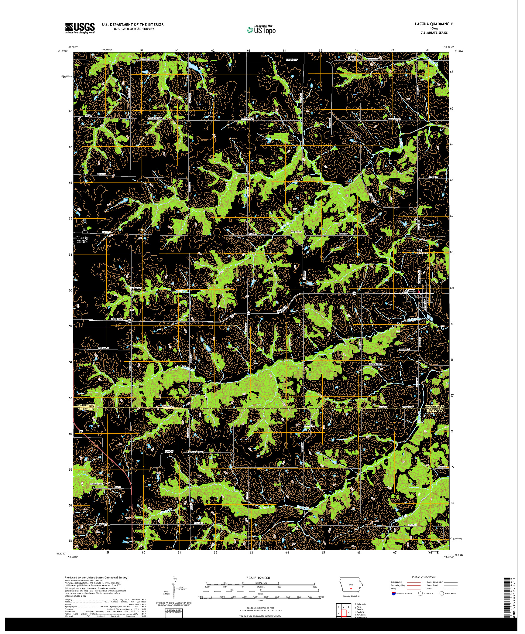 USGS US TOPO 7.5-MINUTE MAP FOR LACONA, IA 2018