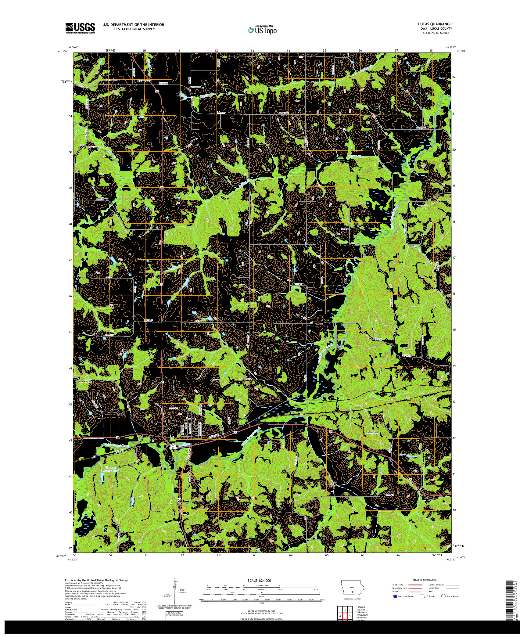 USGS US TOPO 7.5-MINUTE MAP FOR LUCAS, IA 2018