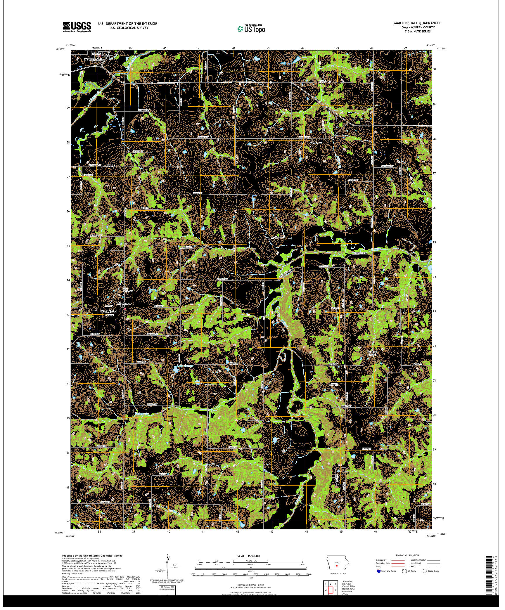 USGS US TOPO 7.5-MINUTE MAP FOR MARTENSDALE, IA 2018