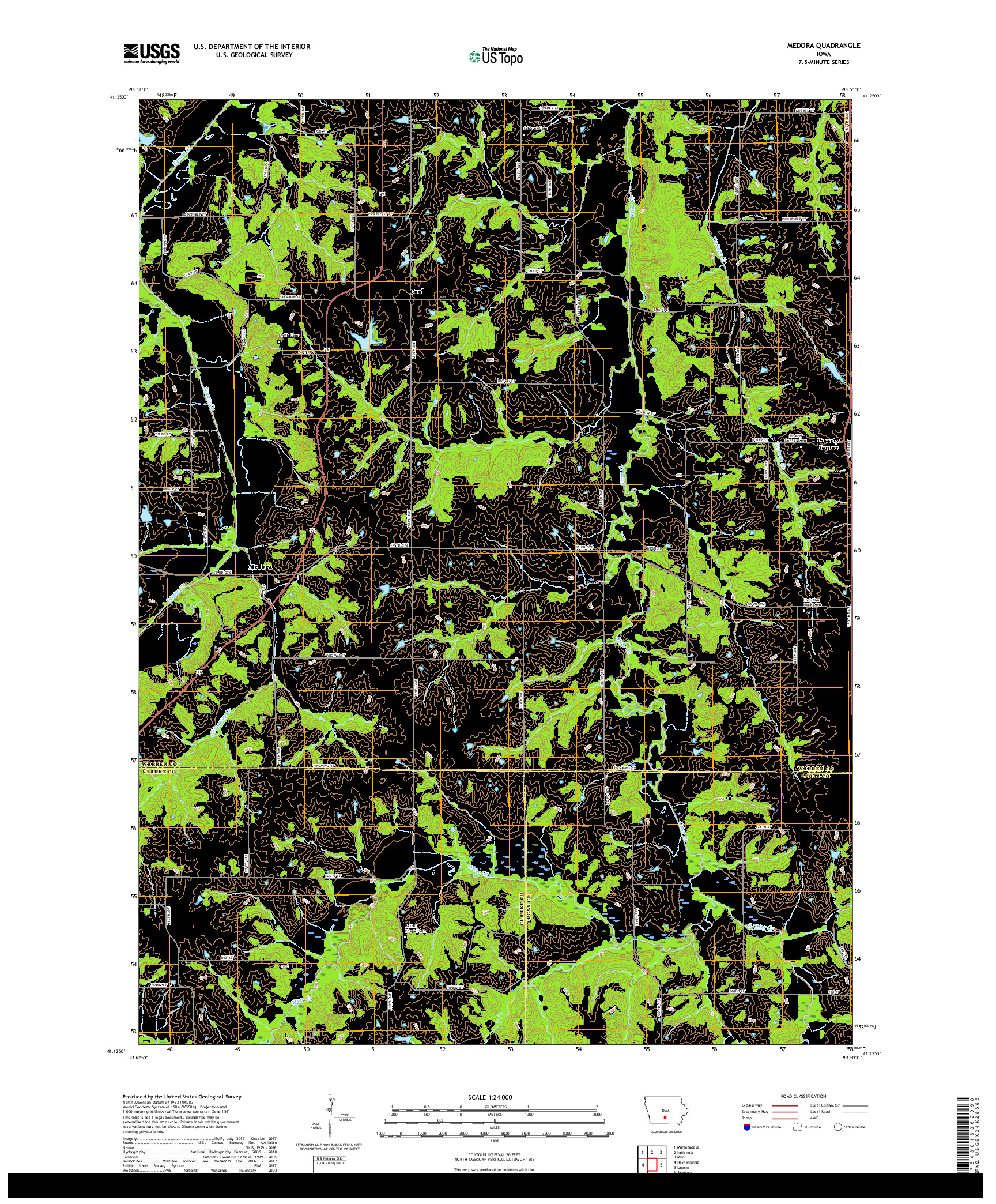 USGS US TOPO 7.5-MINUTE MAP FOR MEDORA, IA 2018