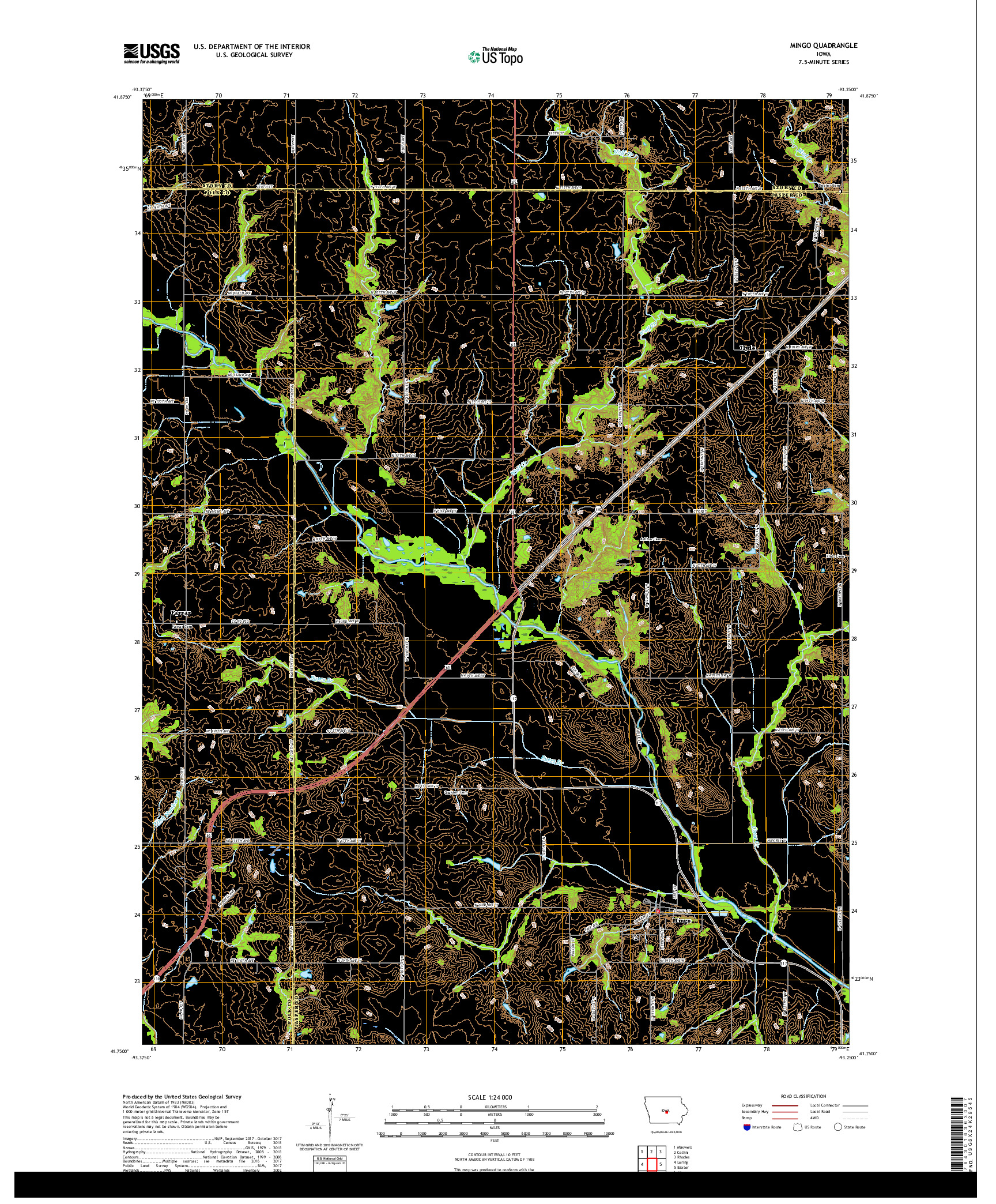 USGS US TOPO 7.5-MINUTE MAP FOR MINGO, IA 2018