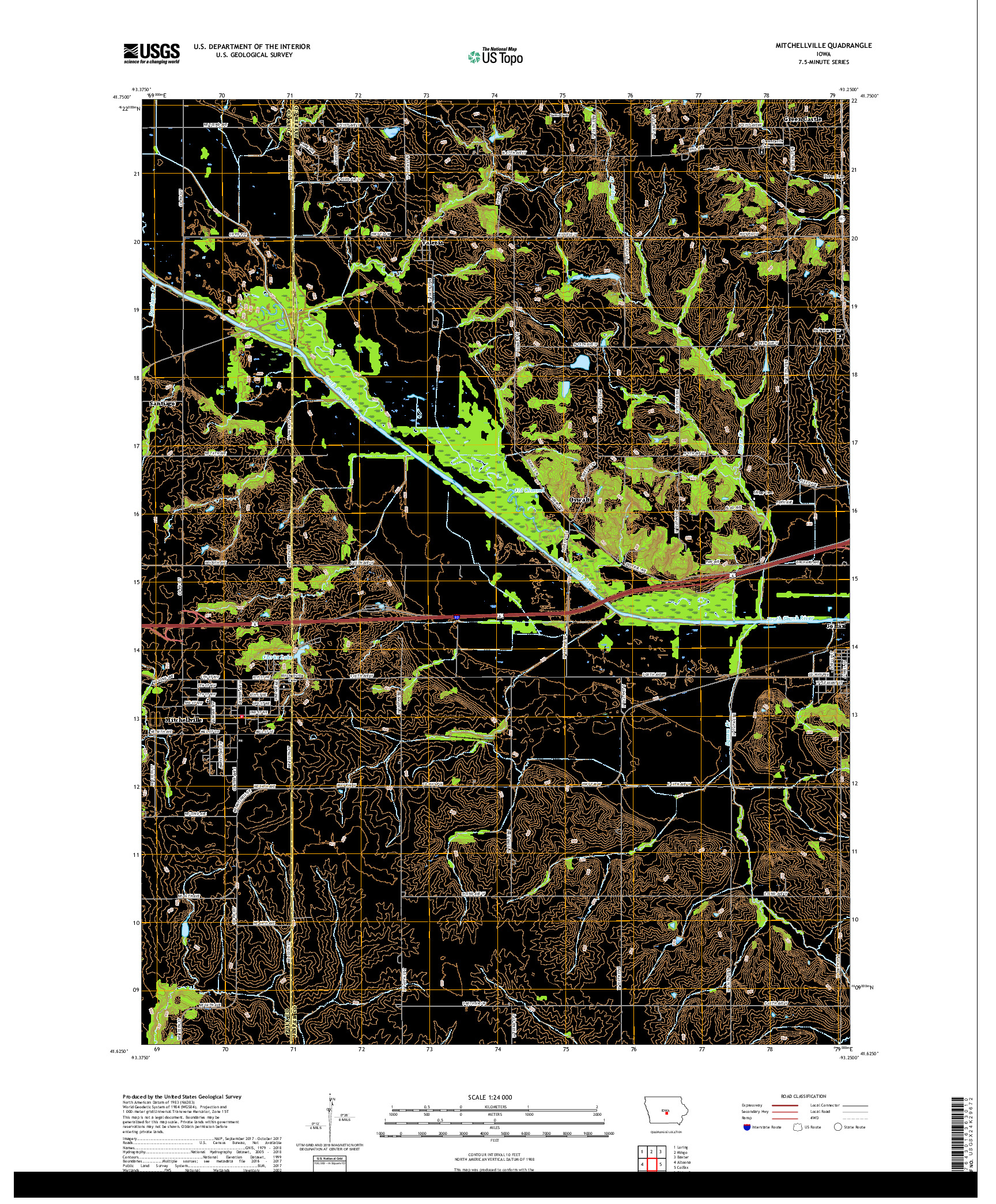 USGS US TOPO 7.5-MINUTE MAP FOR MITCHELLVILLE, IA 2018