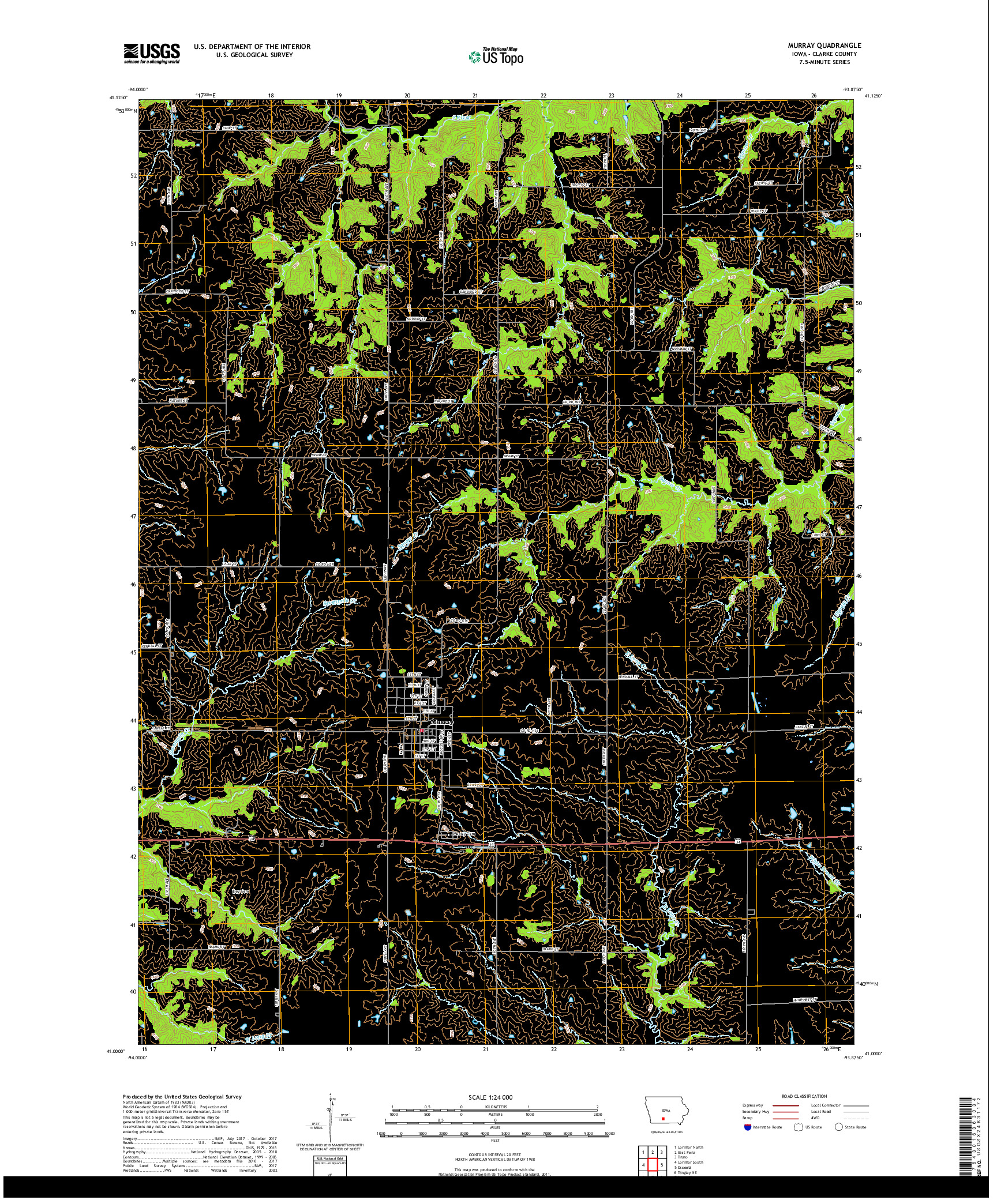 USGS US TOPO 7.5-MINUTE MAP FOR MURRAY, IA 2018