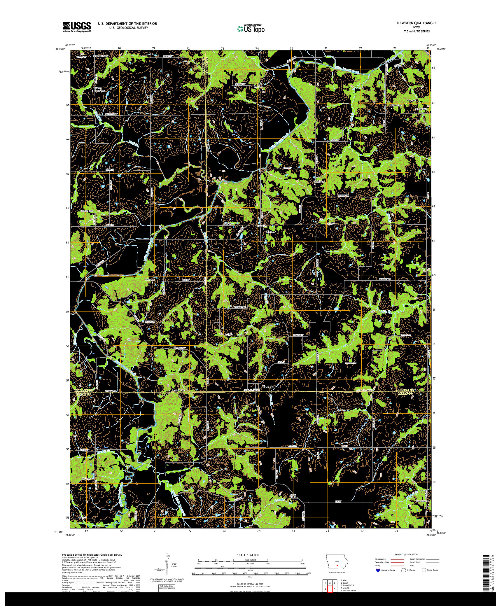 USGS US TOPO 7.5-MINUTE MAP FOR NEWBERN, IA 2018