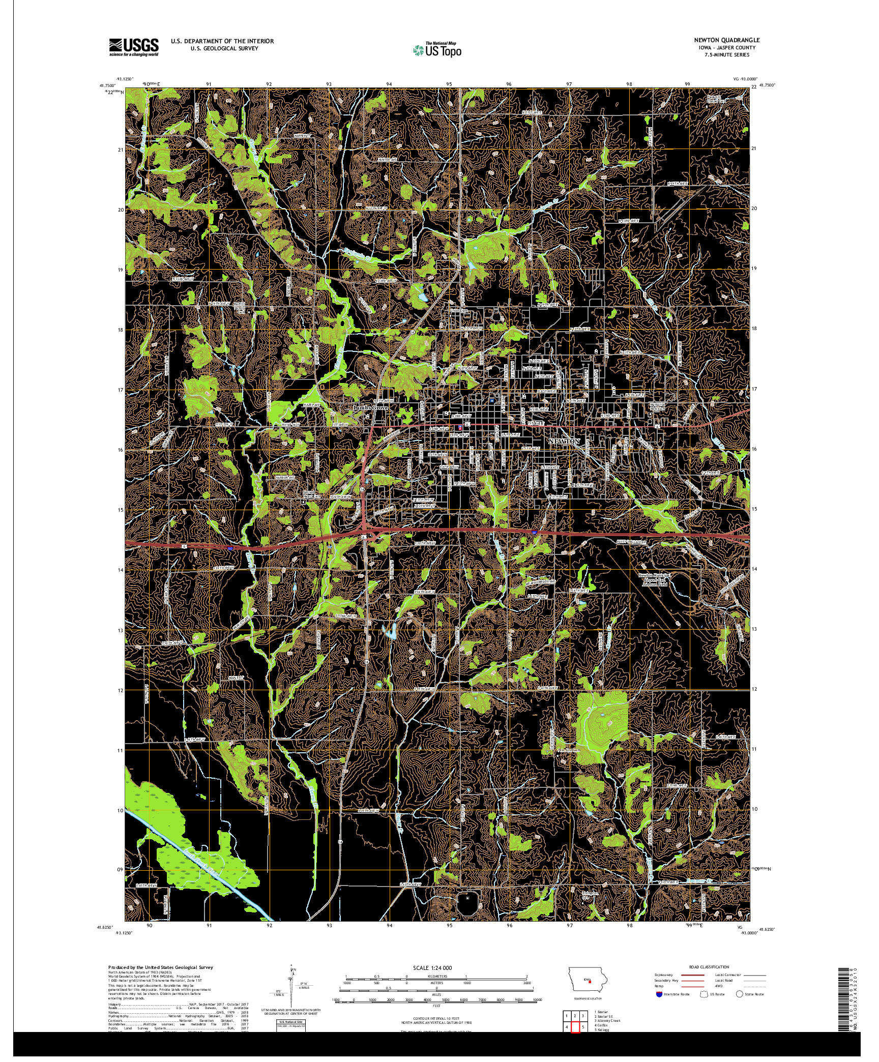 USGS US TOPO 7.5-MINUTE MAP FOR NEWTON, IA 2018