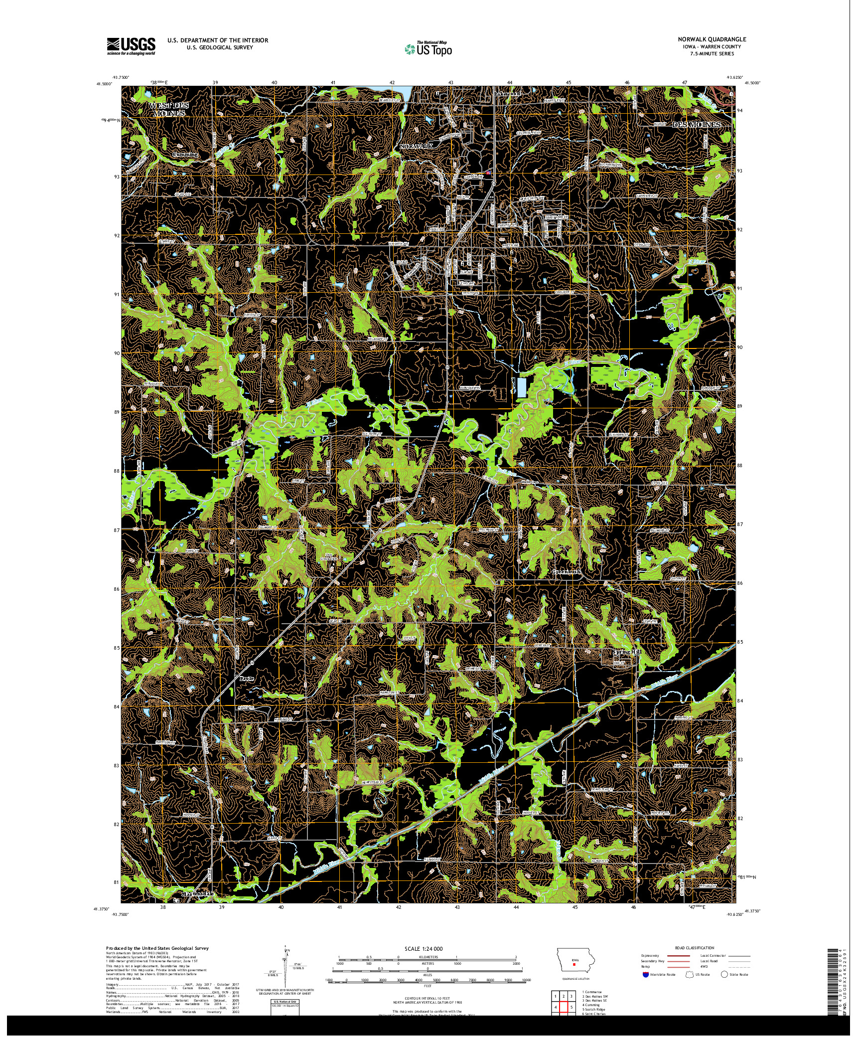 USGS US TOPO 7.5-MINUTE MAP FOR NORWALK, IA 2018