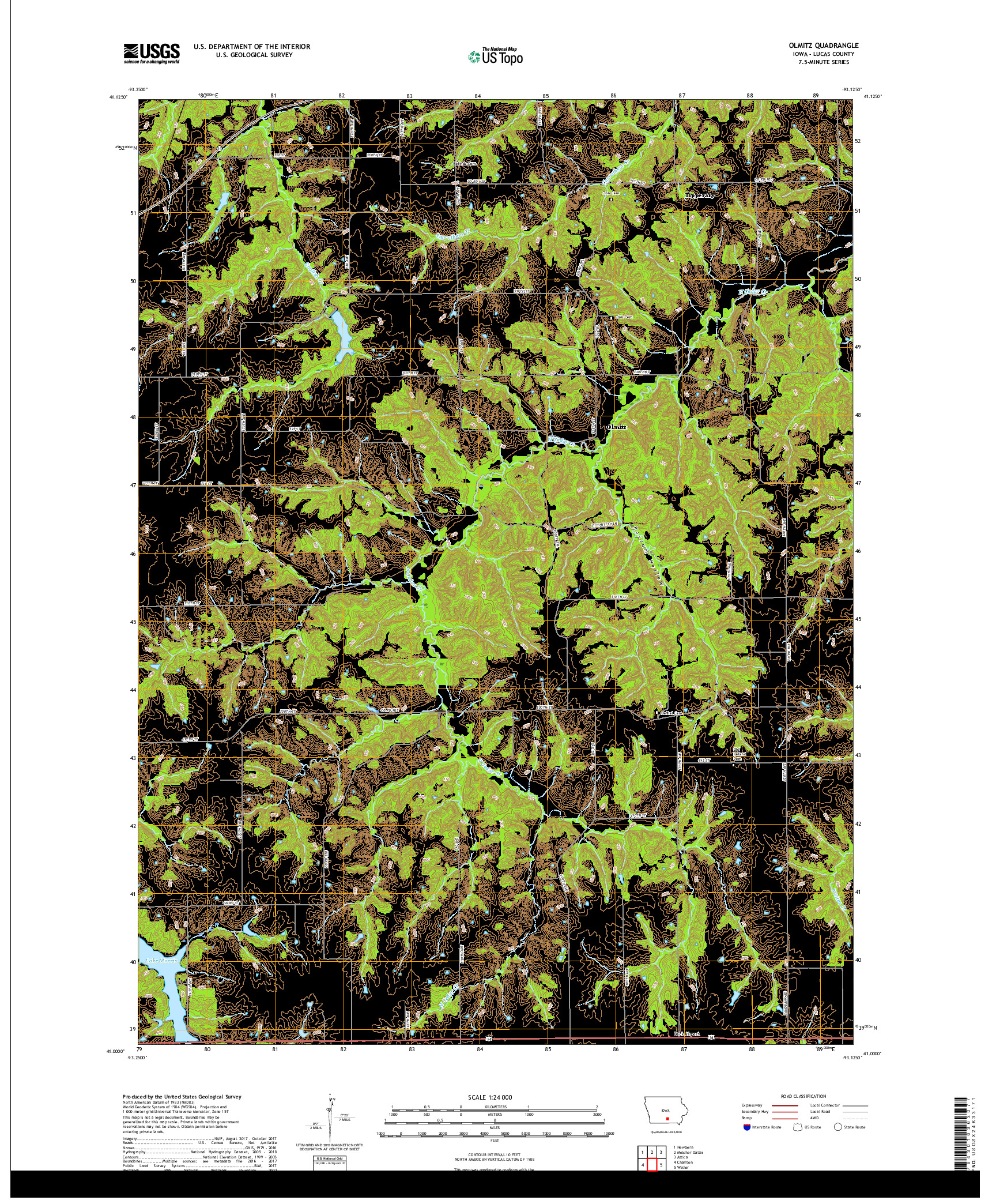 USGS US TOPO 7.5-MINUTE MAP FOR OLMITZ, IA 2018