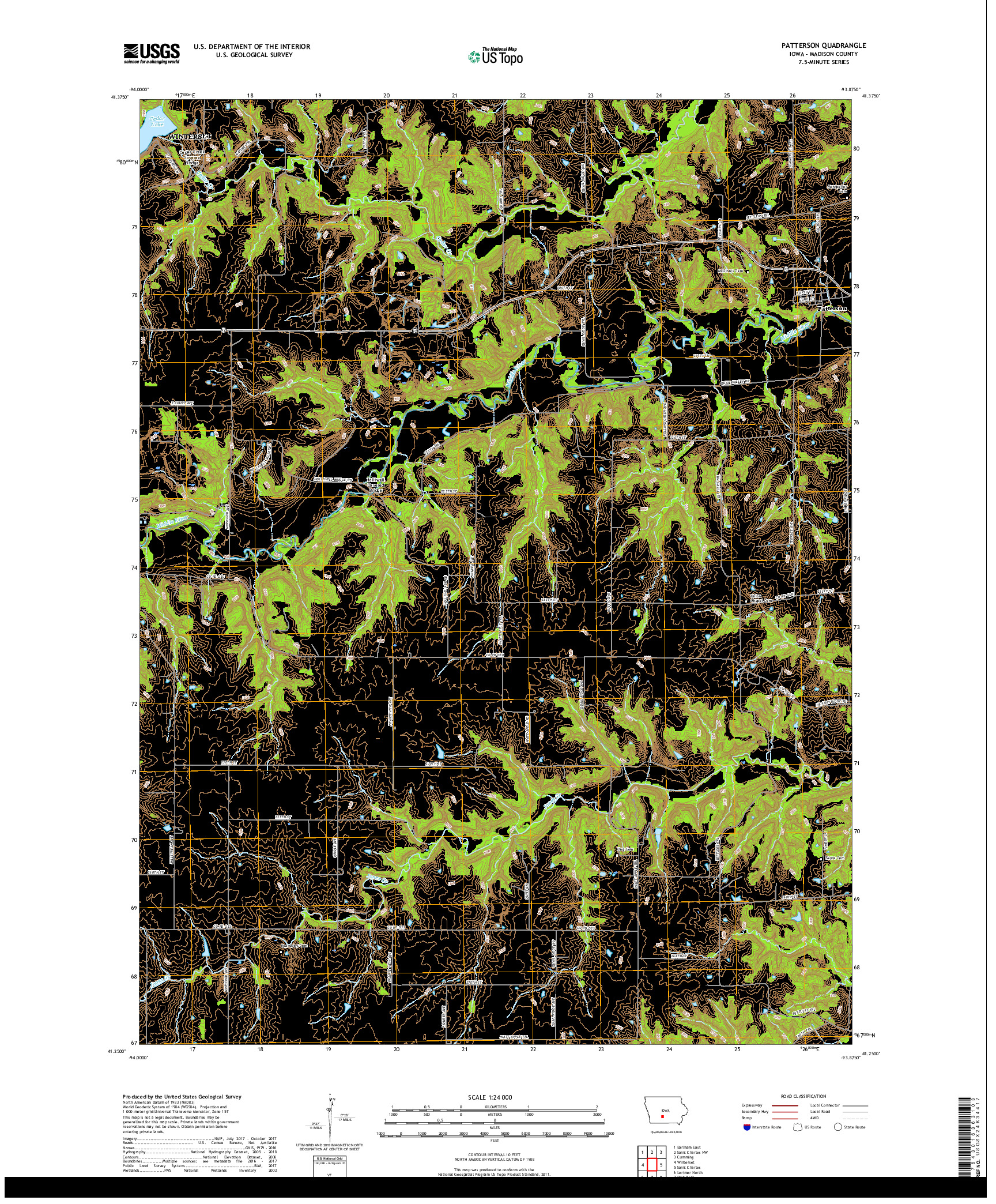 USGS US TOPO 7.5-MINUTE MAP FOR PATTERSON, IA 2018