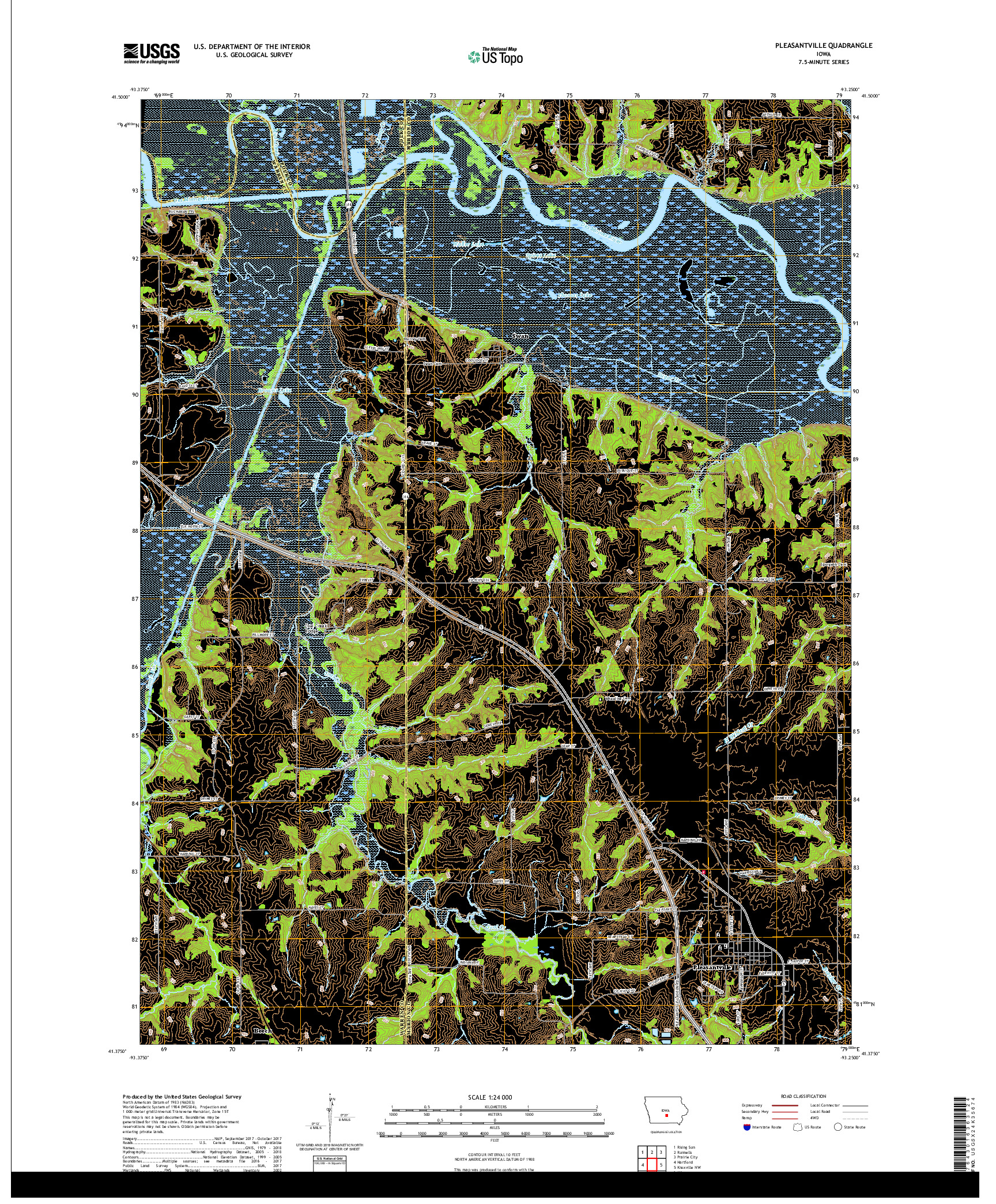 USGS US TOPO 7.5-MINUTE MAP FOR PLEASANTVILLE, IA 2018