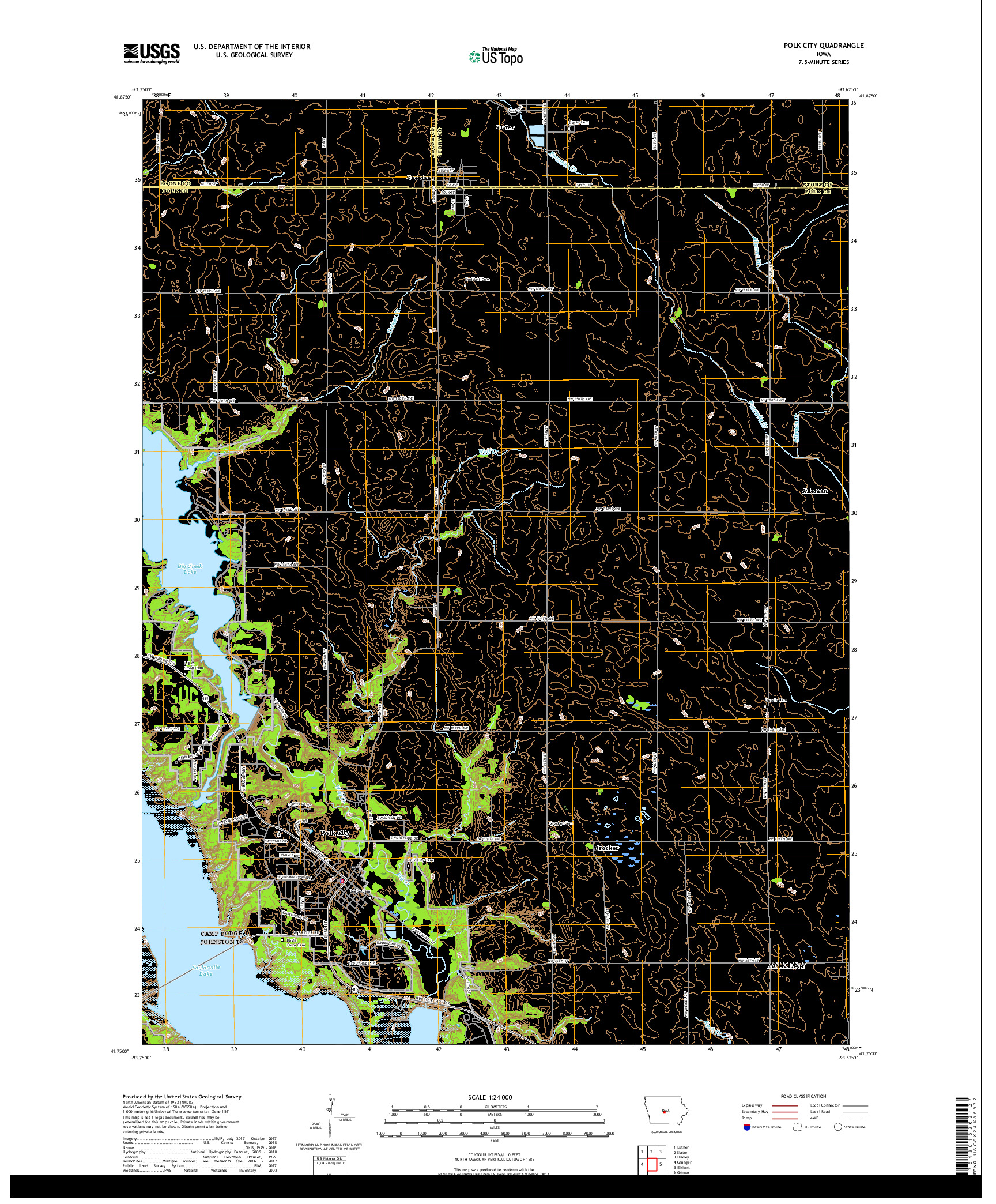USGS US TOPO 7.5-MINUTE MAP FOR POLK CITY, IA 2018