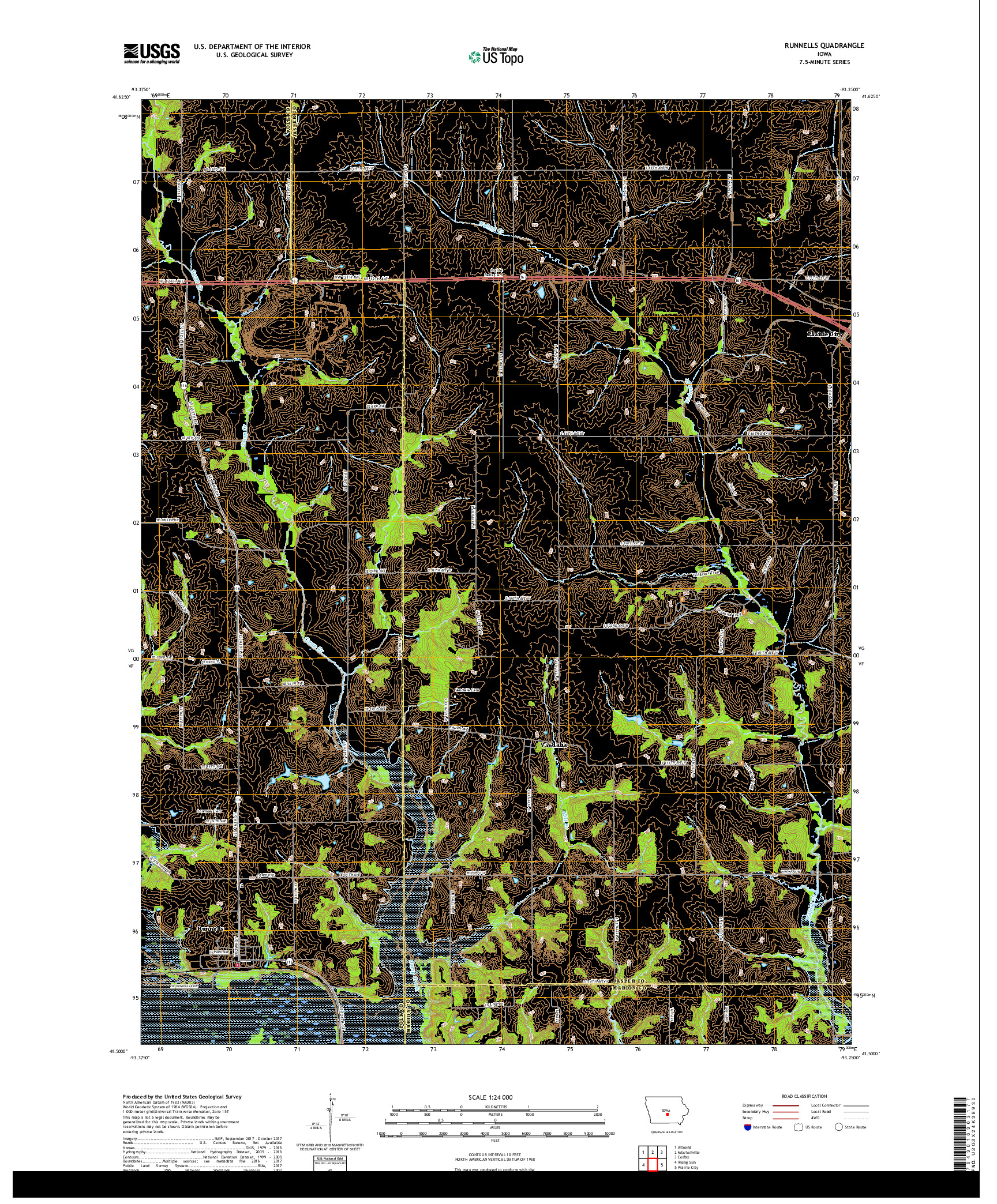 USGS US TOPO 7.5-MINUTE MAP FOR RUNNELLS, IA 2018