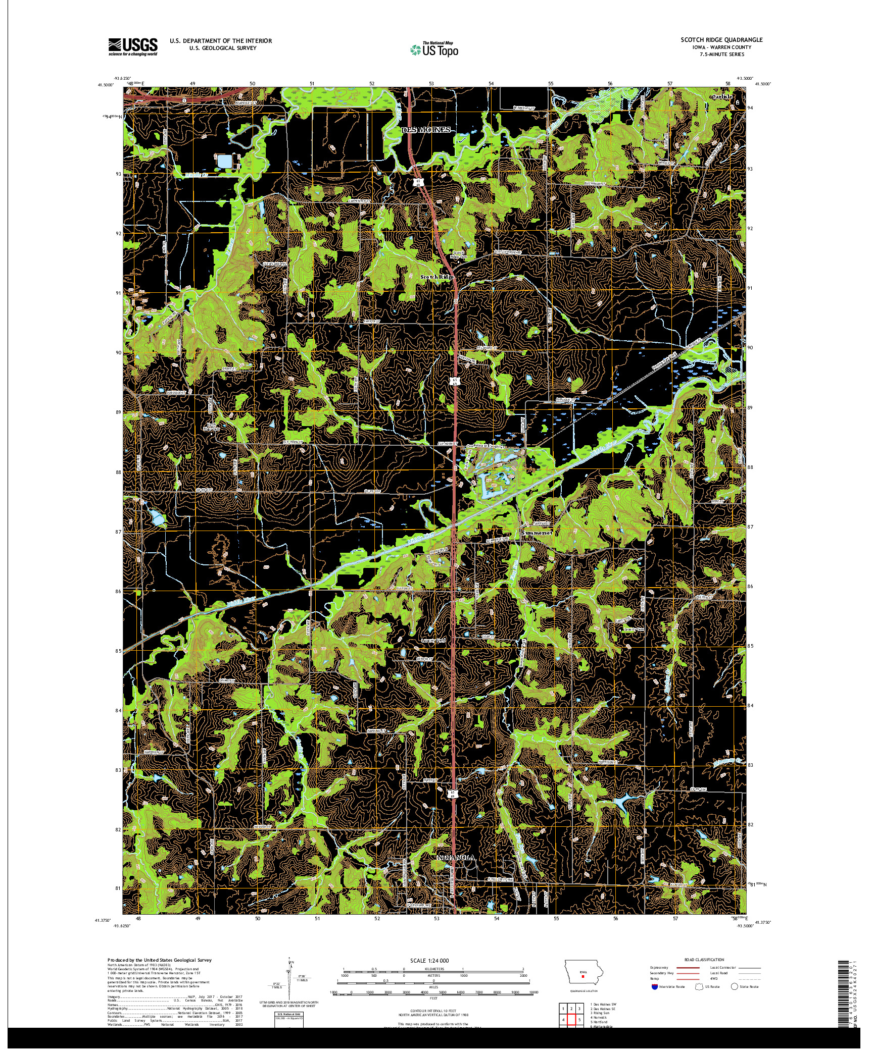 USGS US TOPO 7.5-MINUTE MAP FOR SCOTCH RIDGE, IA 2018