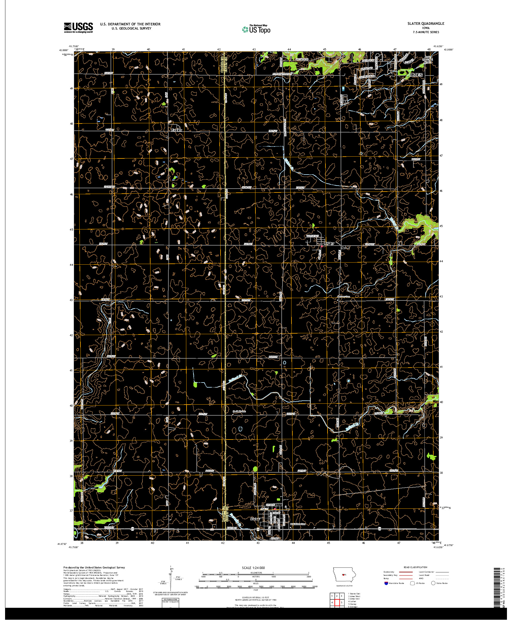 USGS US TOPO 7.5-MINUTE MAP FOR SLATER, IA 2018