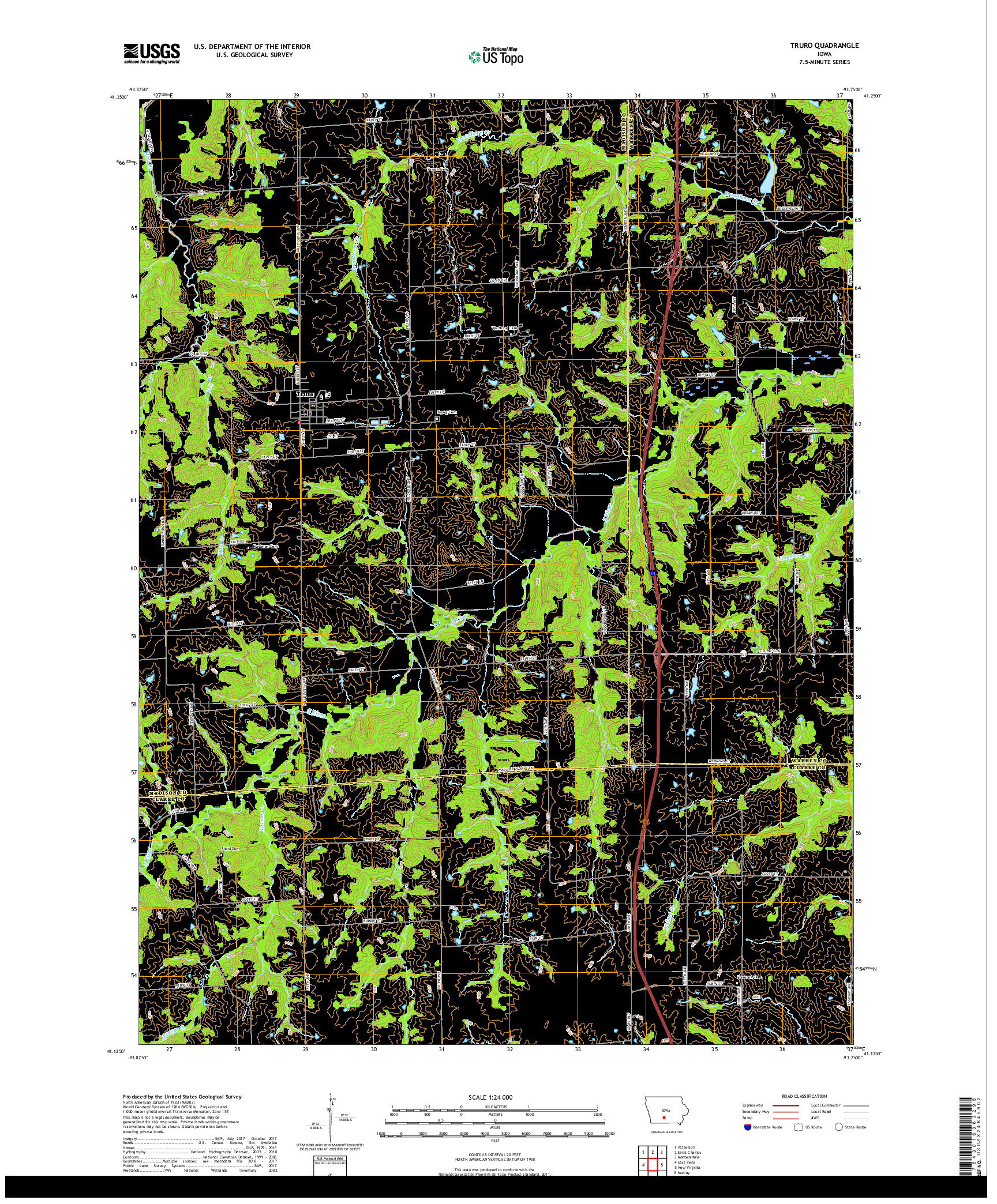 USGS US TOPO 7.5-MINUTE MAP FOR TRURO, IA 2018