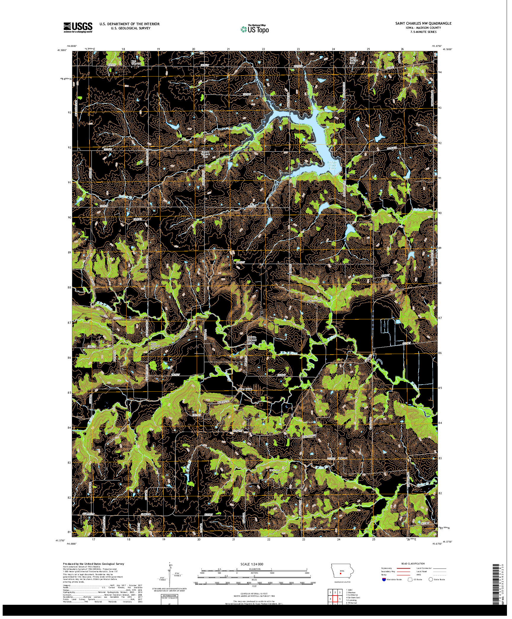 USGS US TOPO 7.5-MINUTE MAP FOR SAINT CHARLES NW, IA 2018