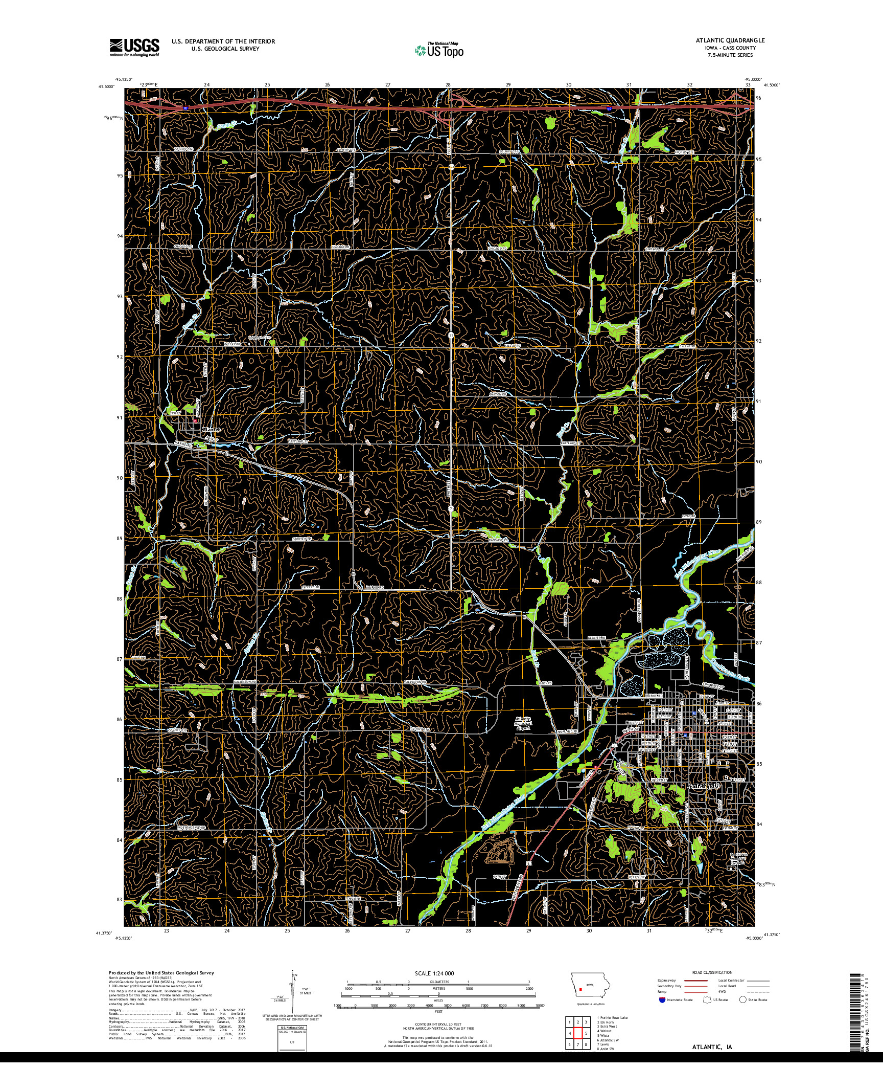 USGS US TOPO 7.5-MINUTE MAP FOR ATLANTIC, IA 2018