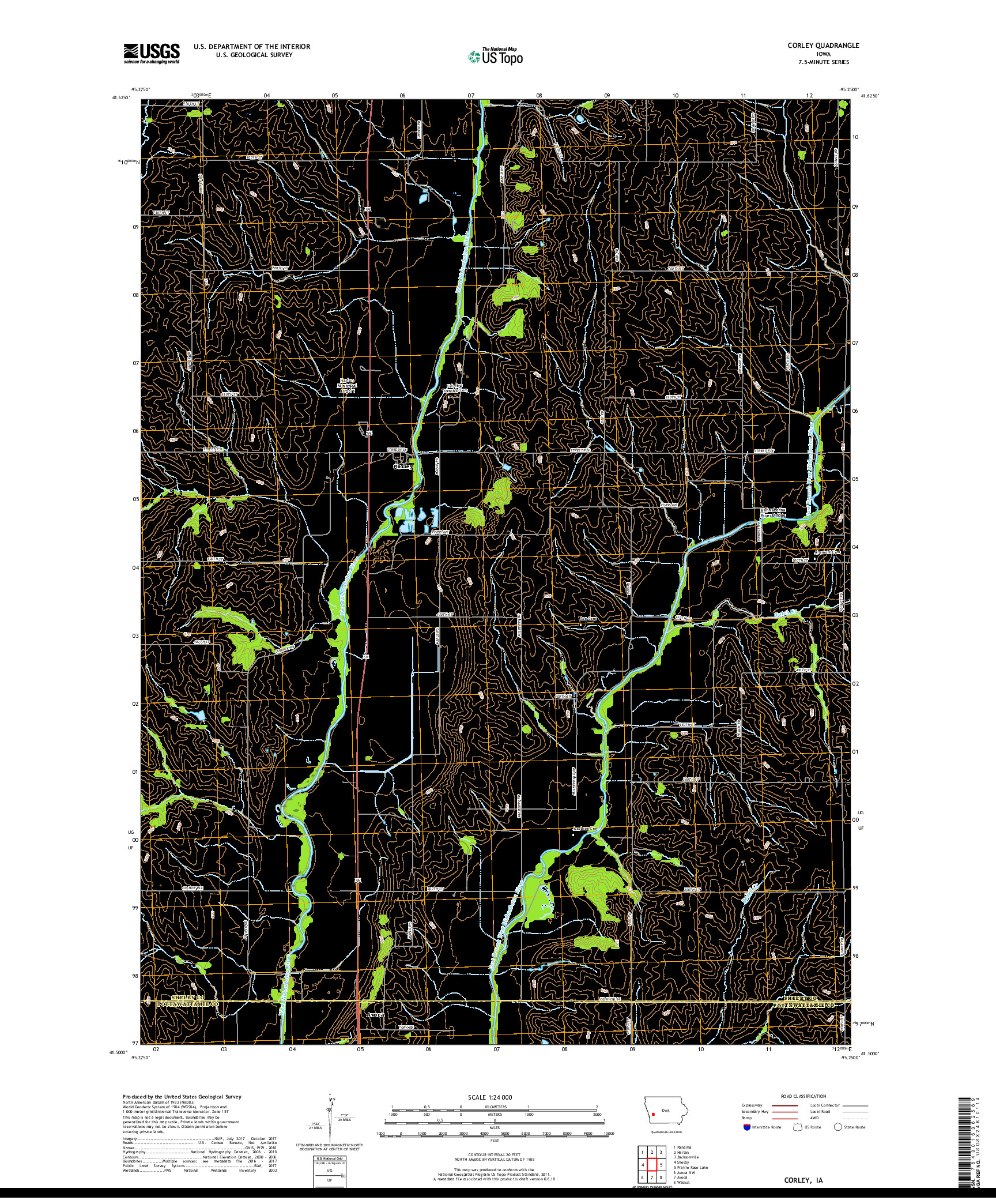 USGS US TOPO 7.5-MINUTE MAP FOR CORLEY, IA 2018