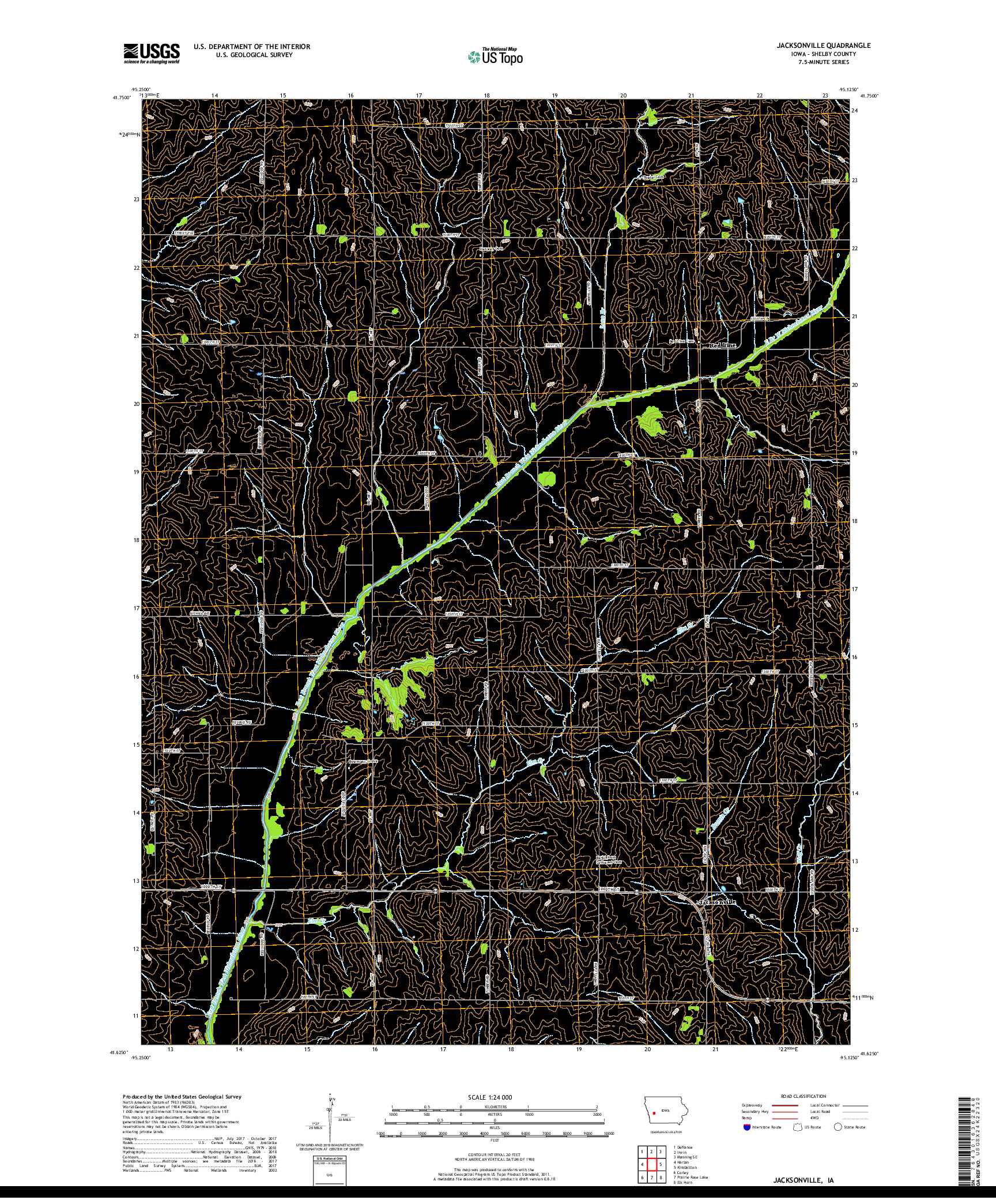 USGS US TOPO 7.5-MINUTE MAP FOR JACKSONVILLE, IA 2018