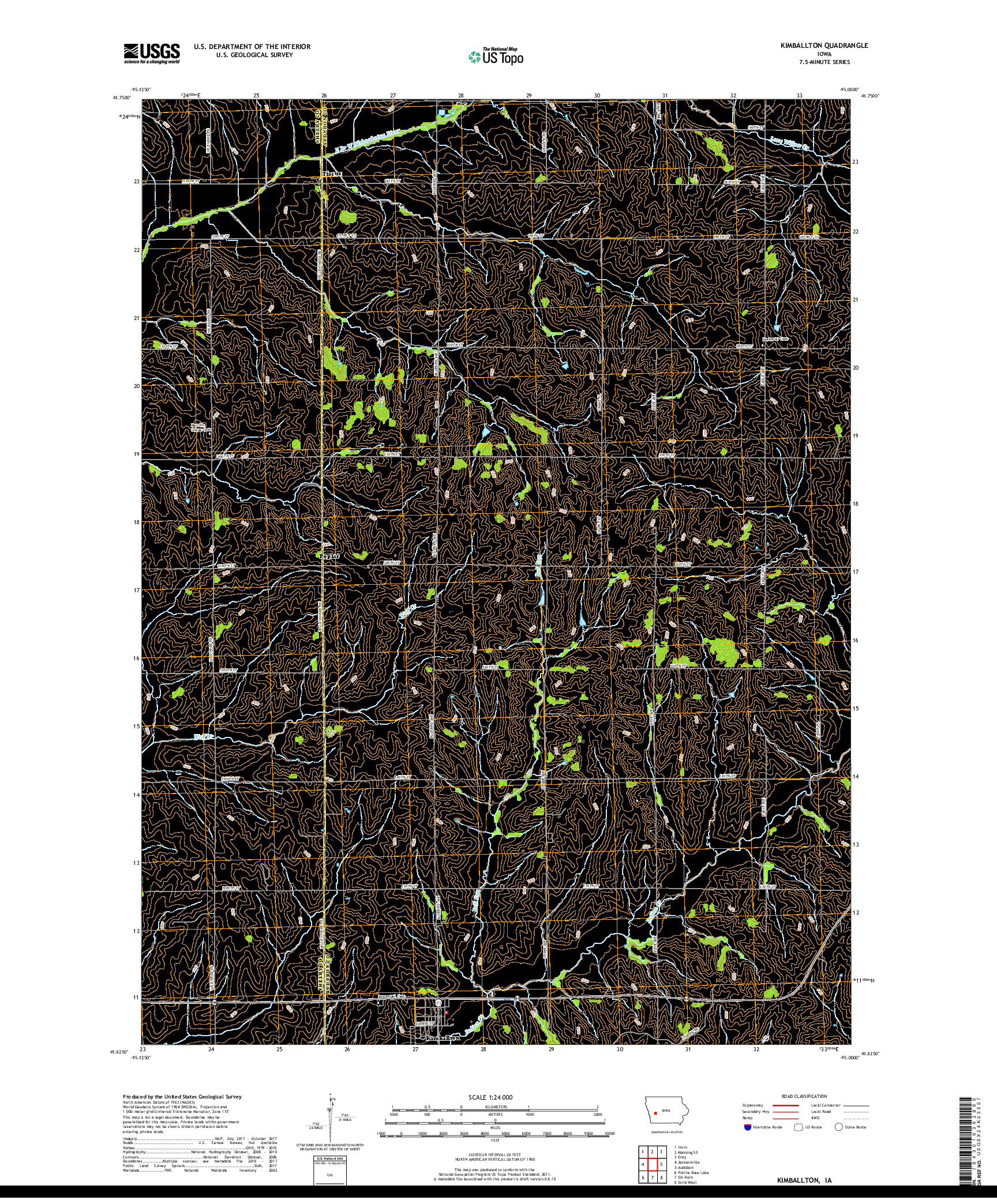 USGS US TOPO 7.5-MINUTE MAP FOR KIMBALLTON, IA 2018