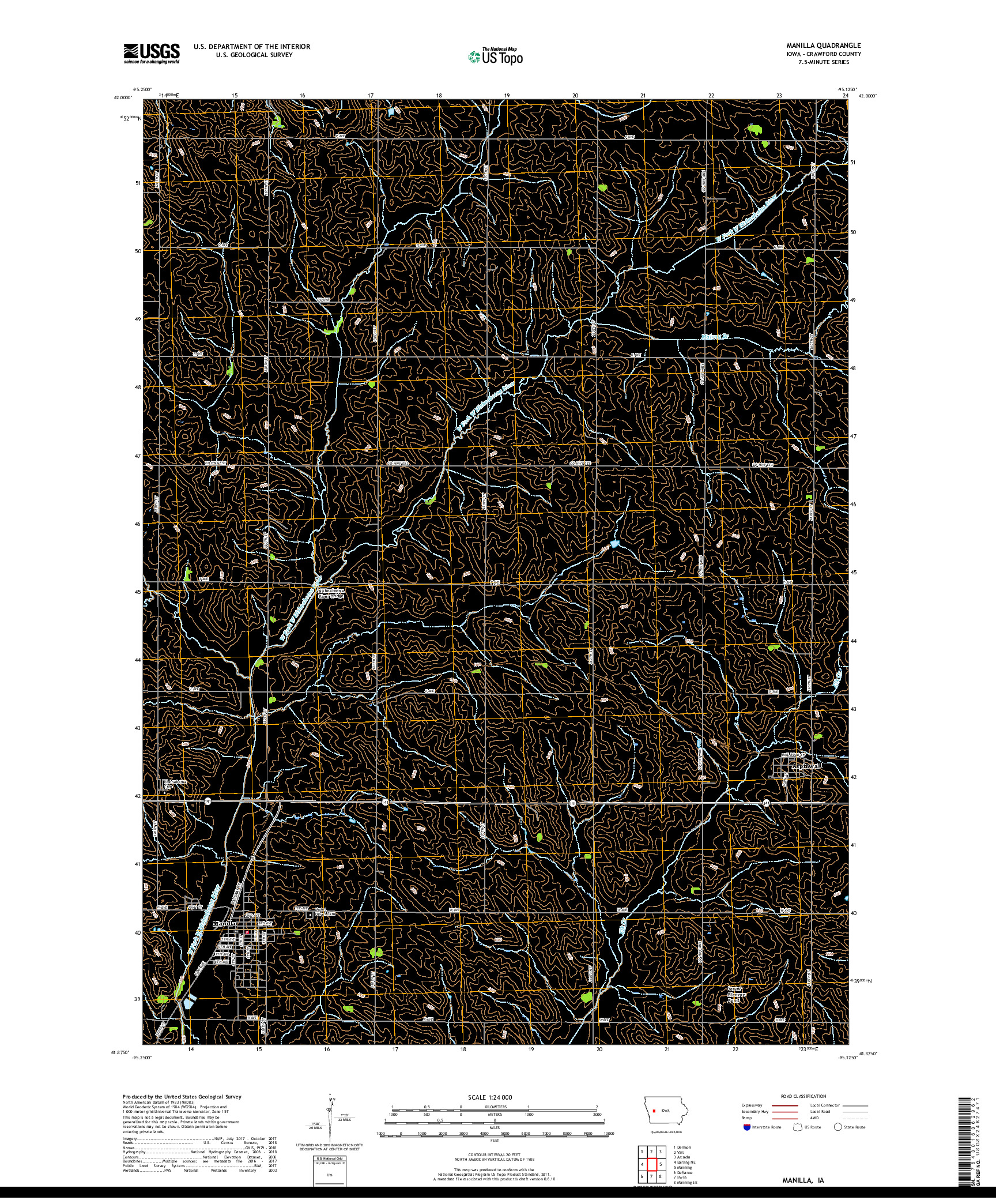 USGS US TOPO 7.5-MINUTE MAP FOR MANILLA, IA 2018