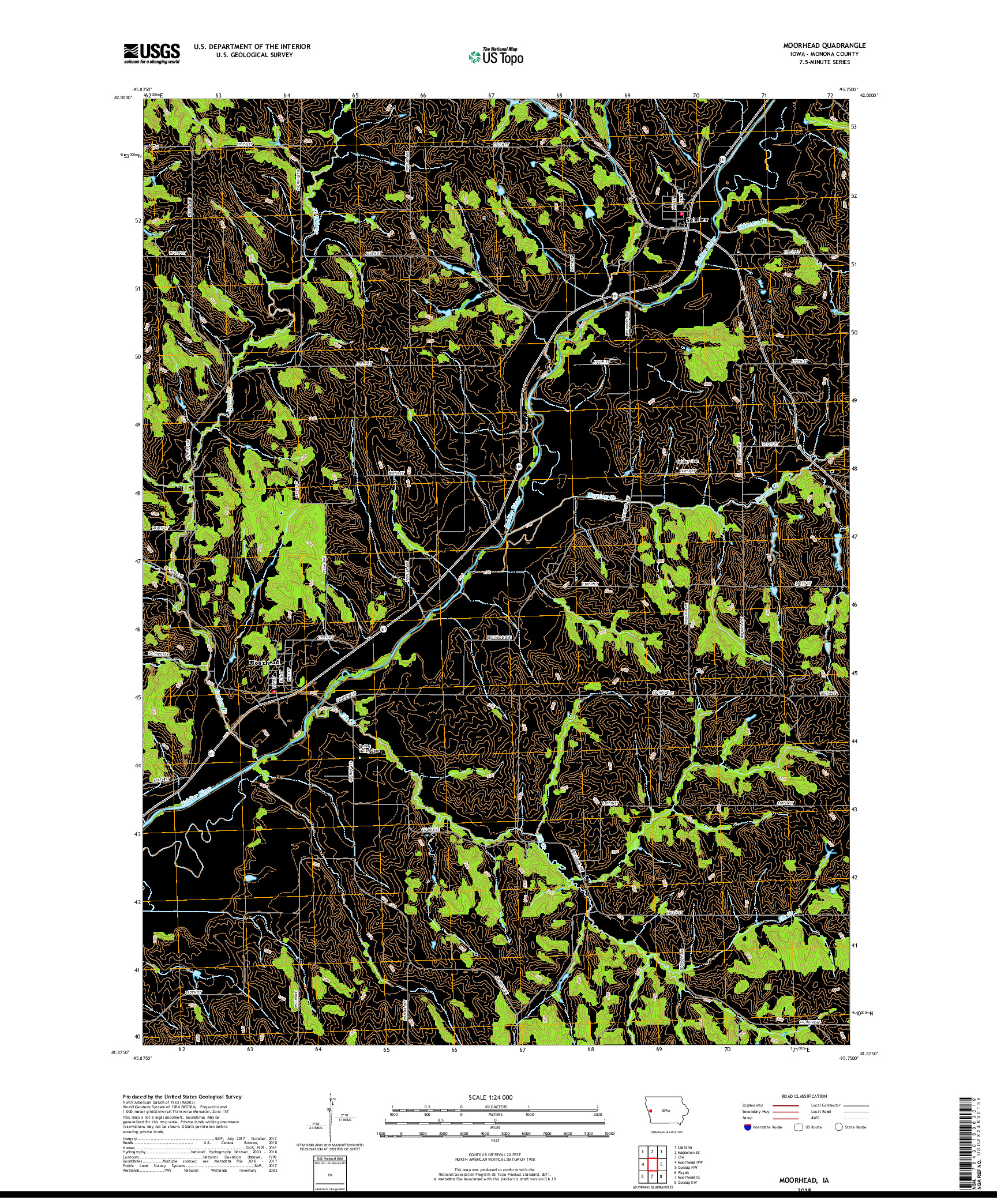 USGS US TOPO 7.5-MINUTE MAP FOR MOORHEAD, IA 2018