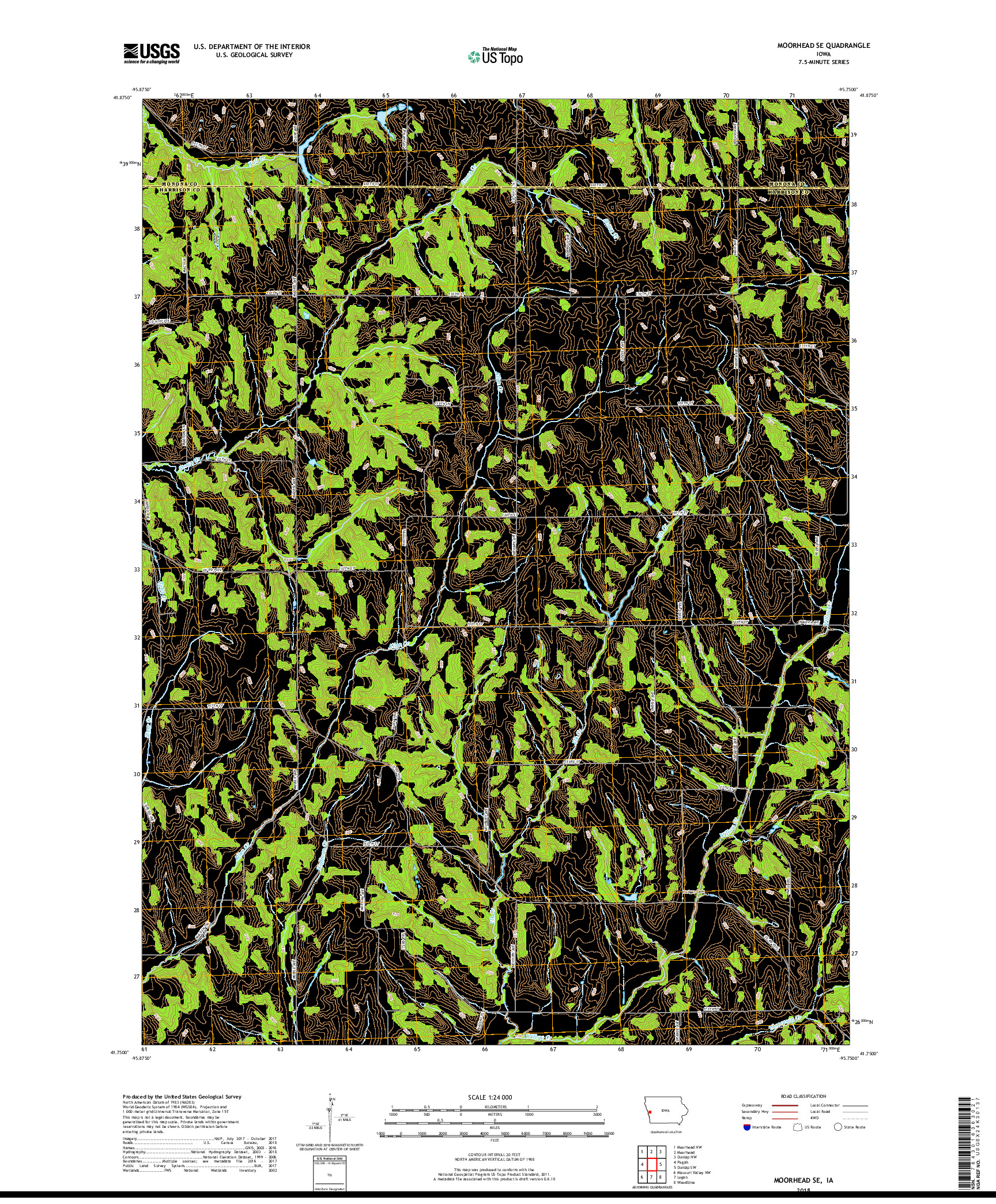 USGS US TOPO 7.5-MINUTE MAP FOR MOORHEAD SE, IA 2018