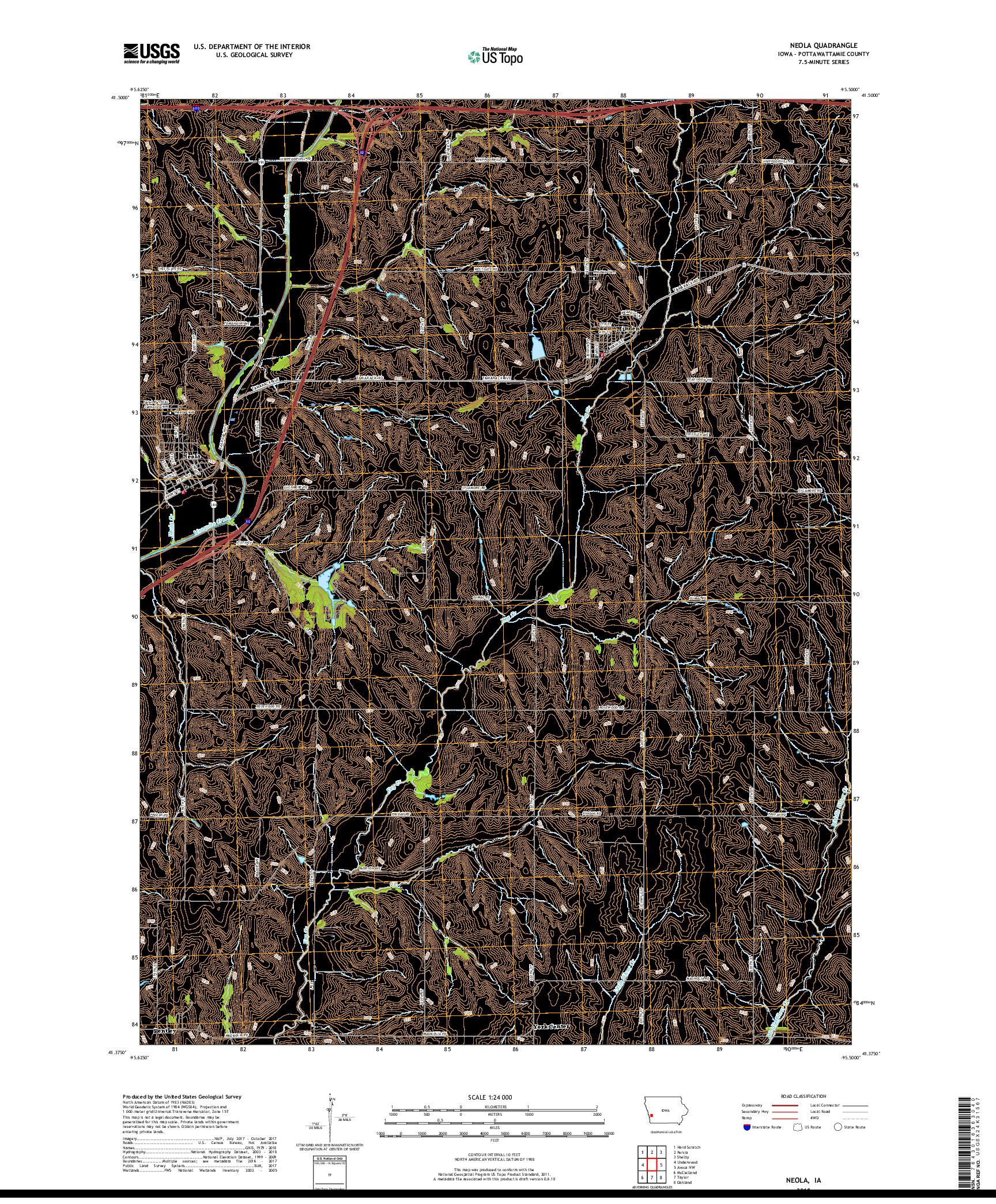 USGS US TOPO 7.5-MINUTE MAP FOR NEOLA, IA 2018