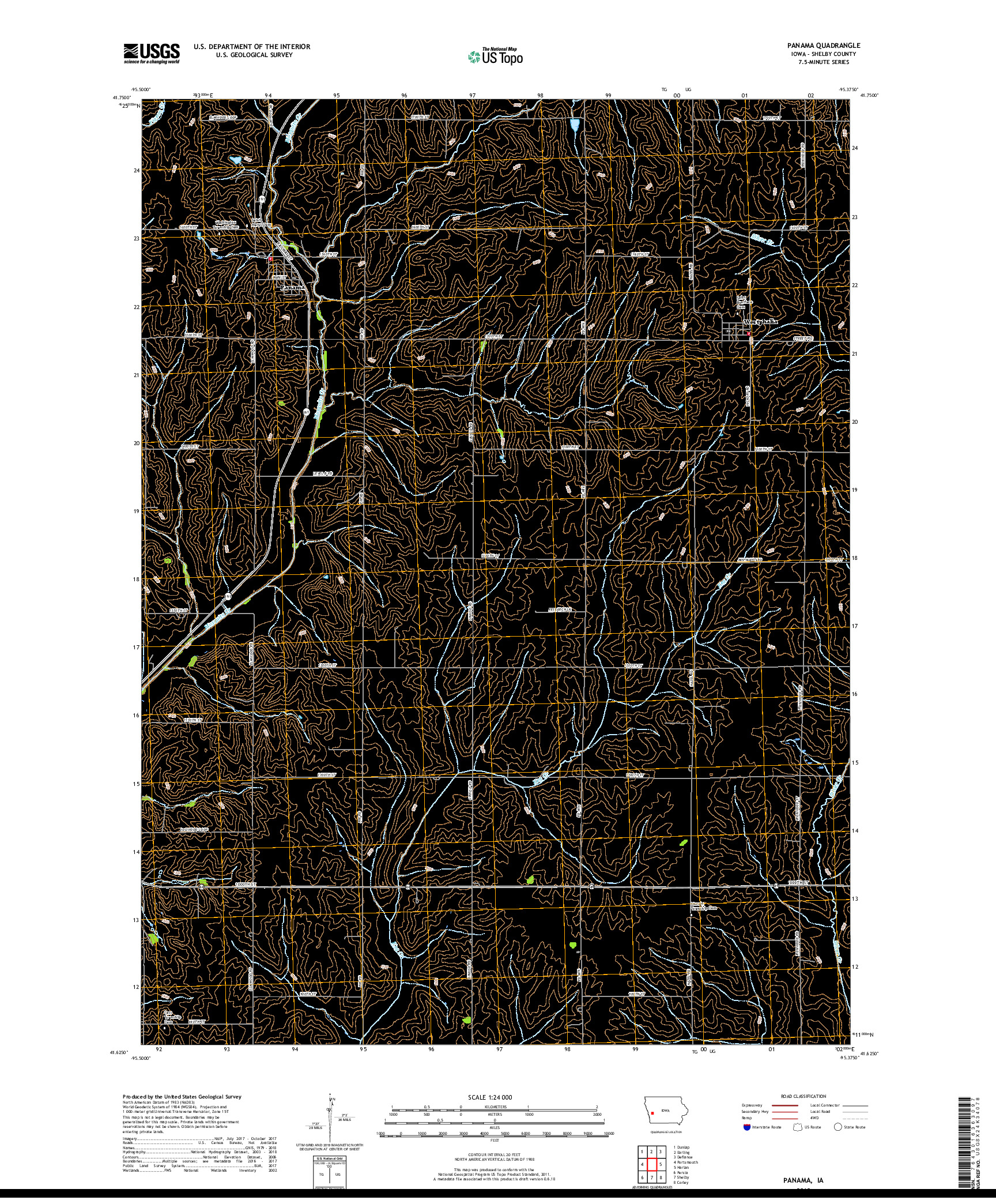 USGS US TOPO 7.5-MINUTE MAP FOR PANAMA, IA 2018