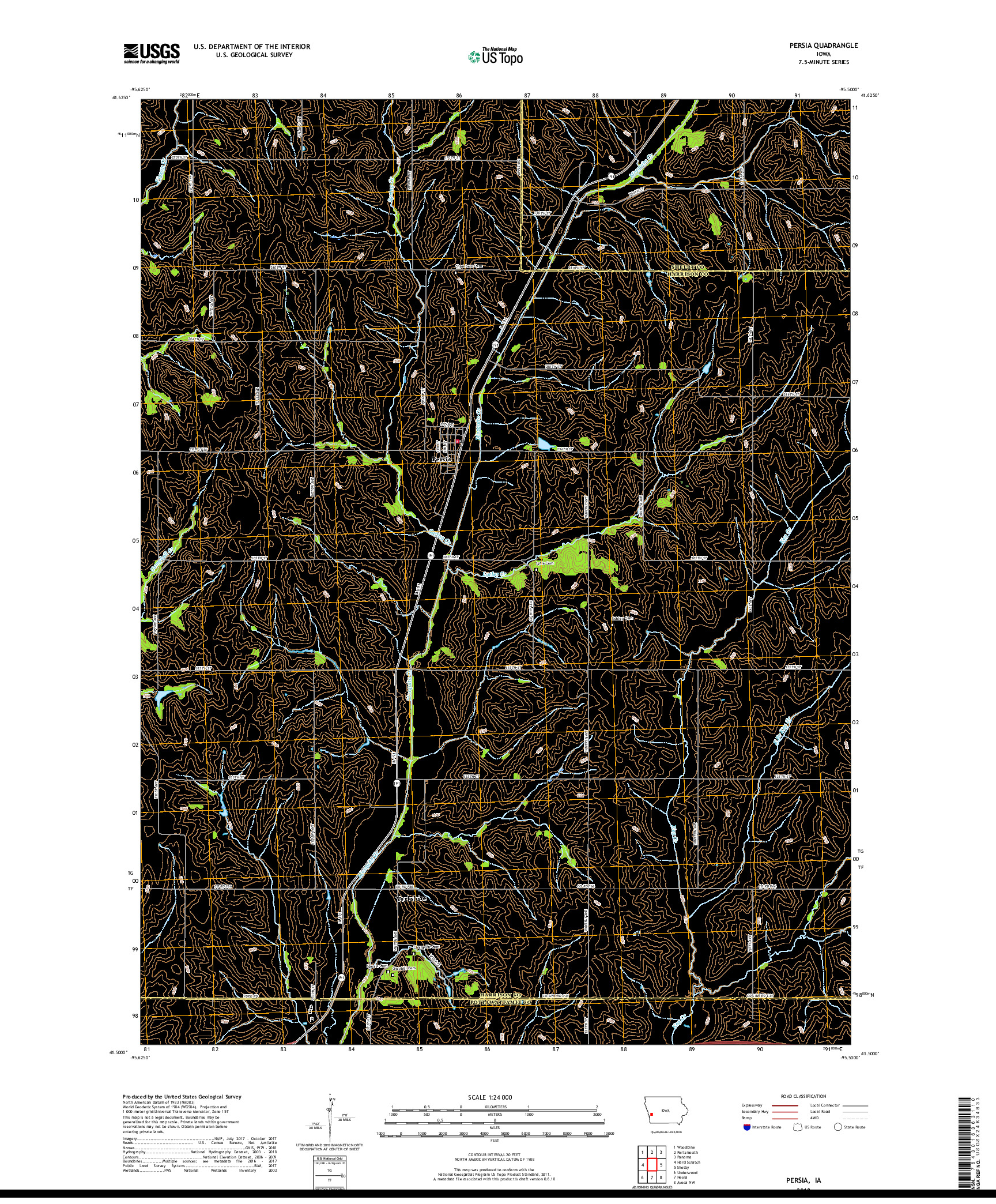 USGS US TOPO 7.5-MINUTE MAP FOR PERSIA, IA 2018