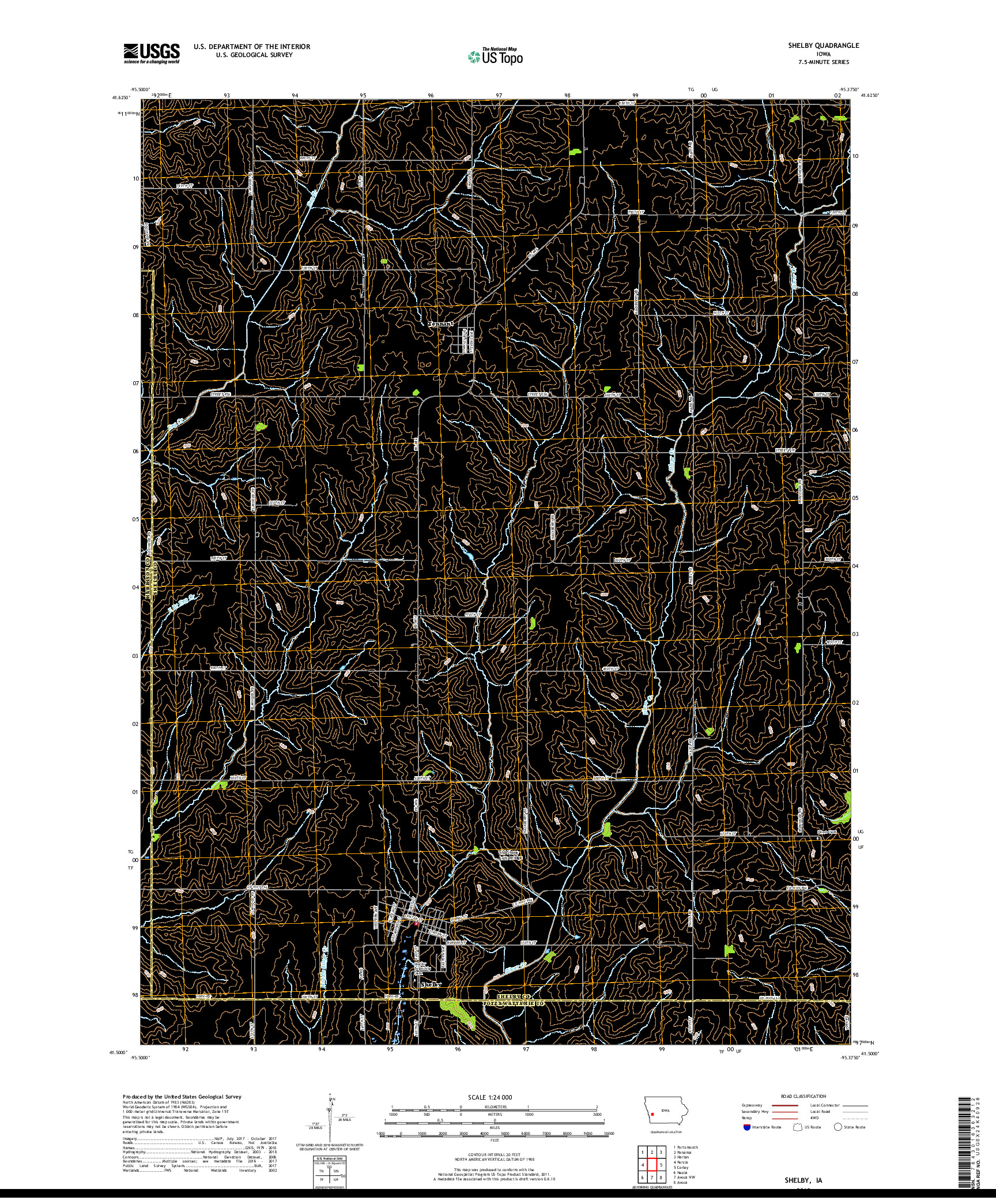 USGS US TOPO 7.5-MINUTE MAP FOR SHELBY, IA 2018