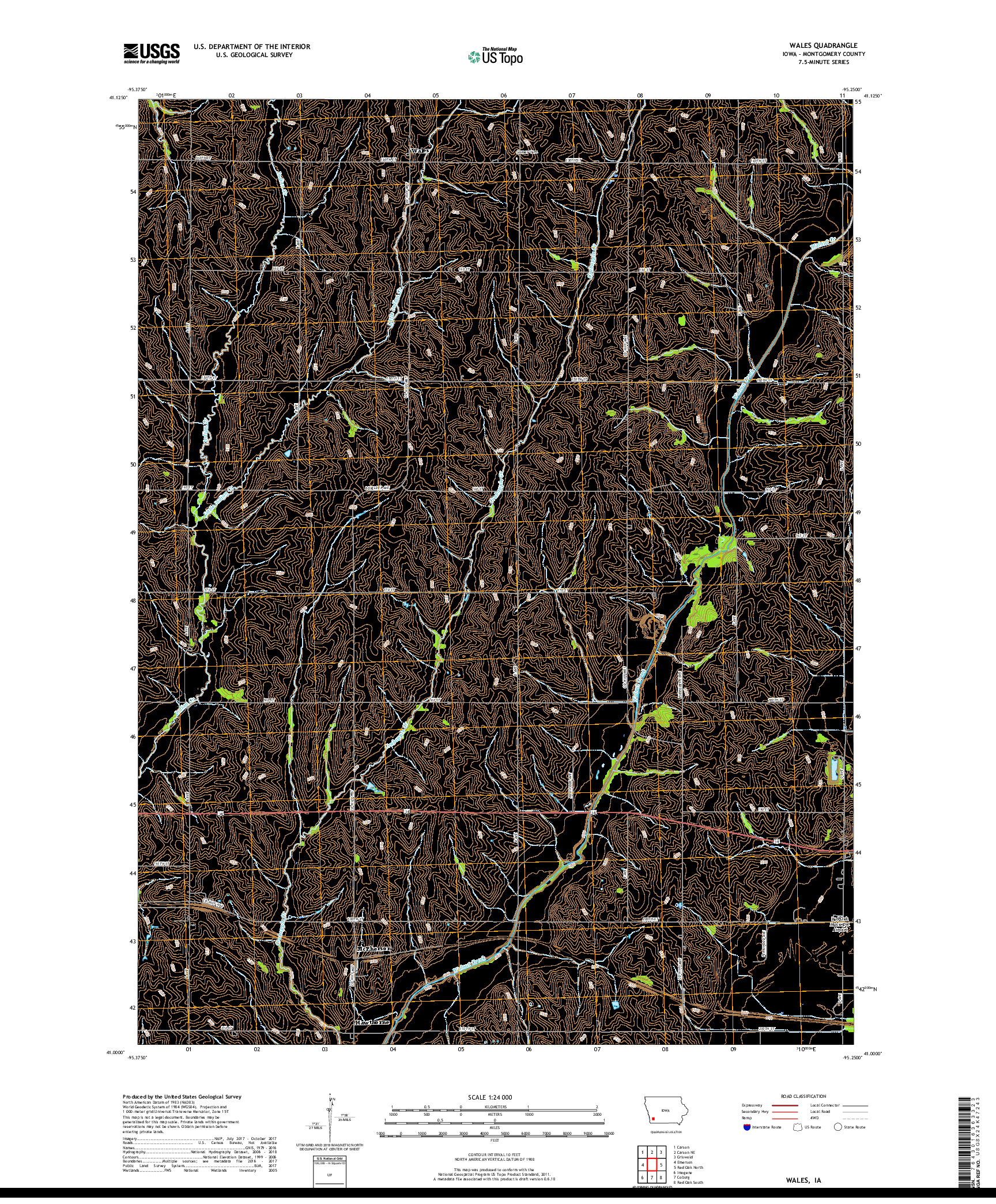 USGS US TOPO 7.5-MINUTE MAP FOR WALES, IA 2018