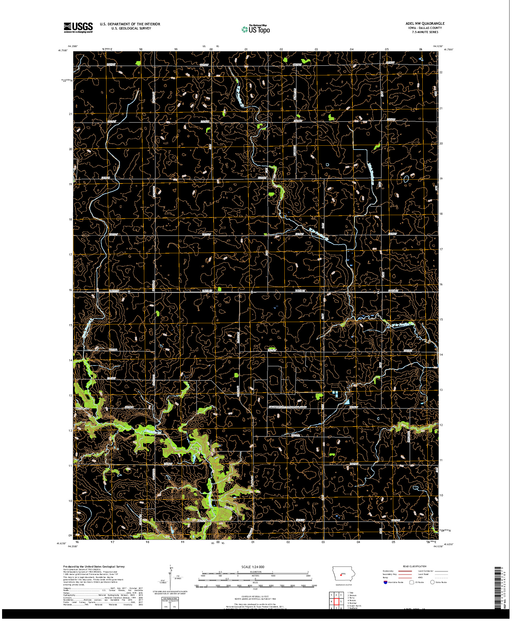 USGS US TOPO 7.5-MINUTE MAP FOR ADEL NW, IA 2018