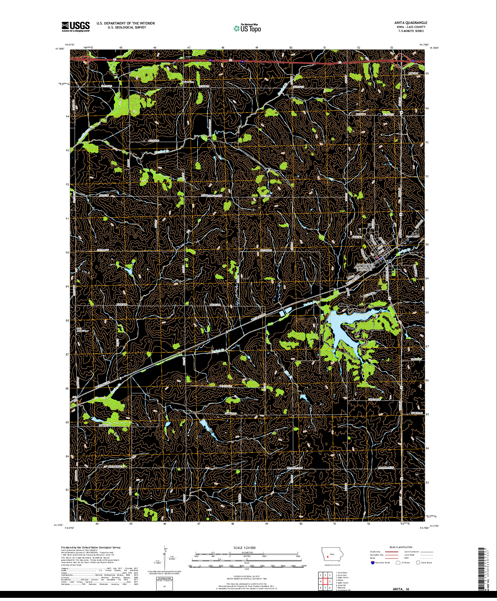 USGS US TOPO 7.5-MINUTE MAP FOR ANITA, IA 2018