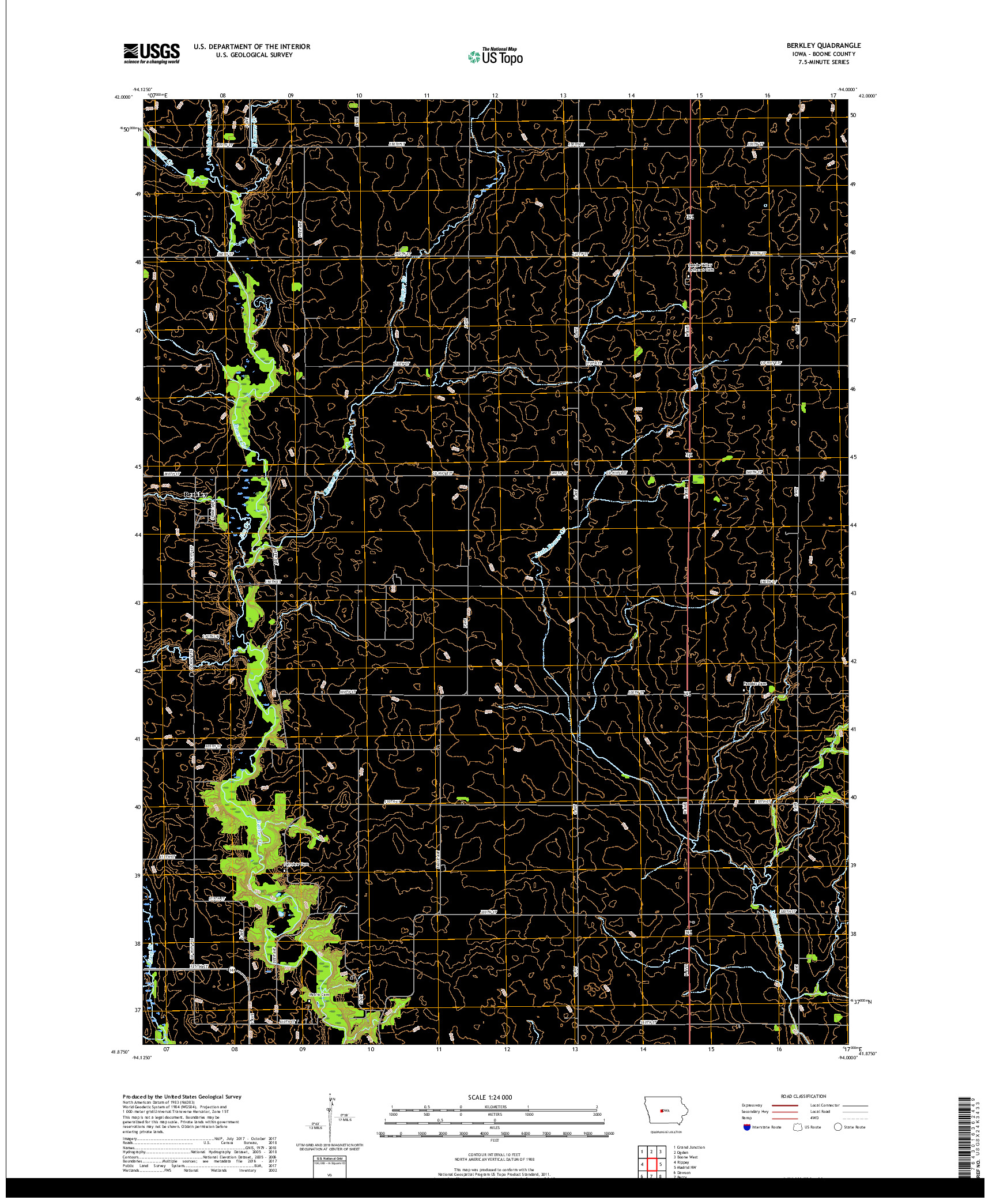 USGS US TOPO 7.5-MINUTE MAP FOR BERKLEY, IA 2018